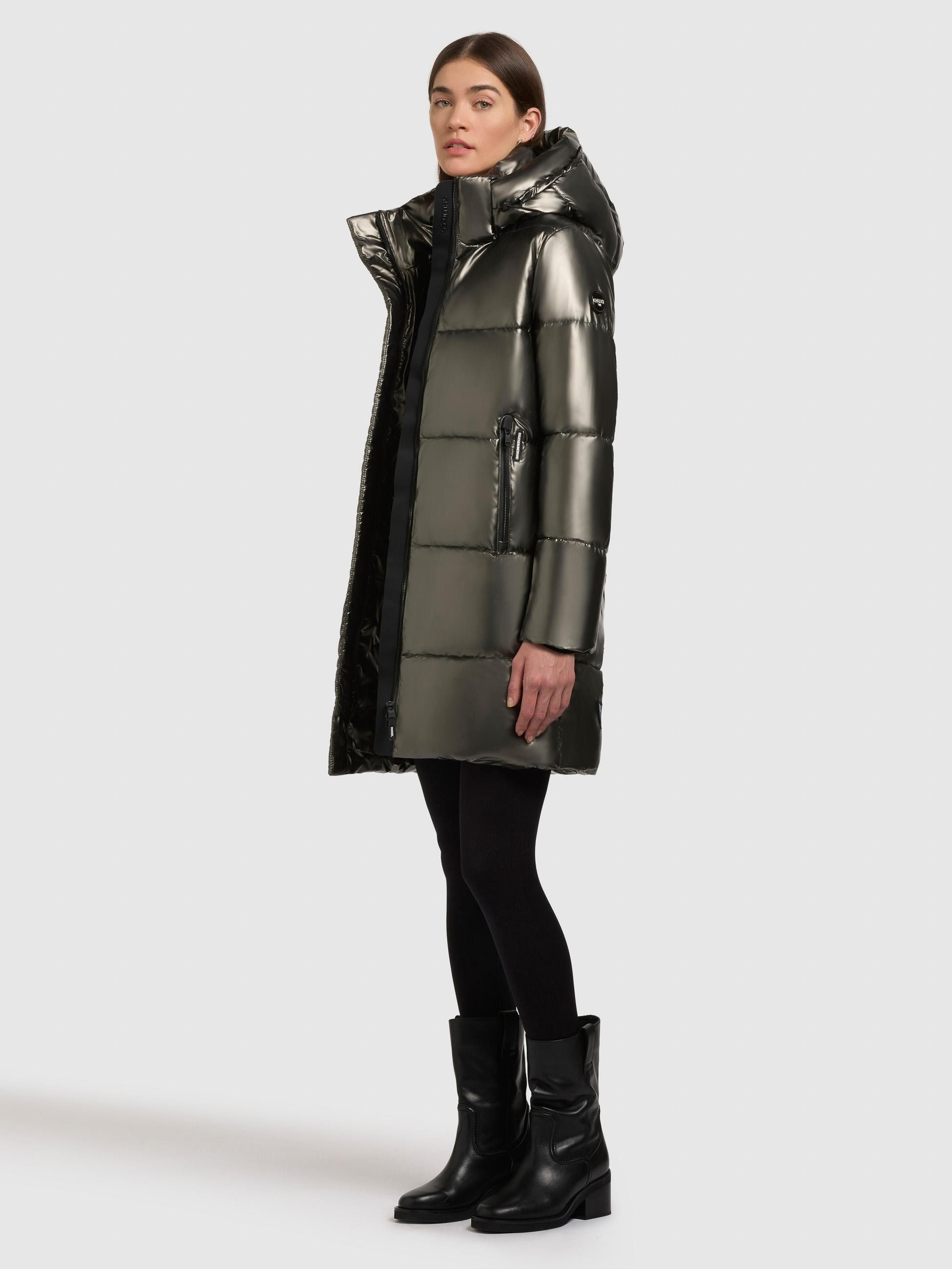 khujo Steppmantel Haya Shiny-YM Wasserdichter gesteppter Damen Winter Kurzmantel