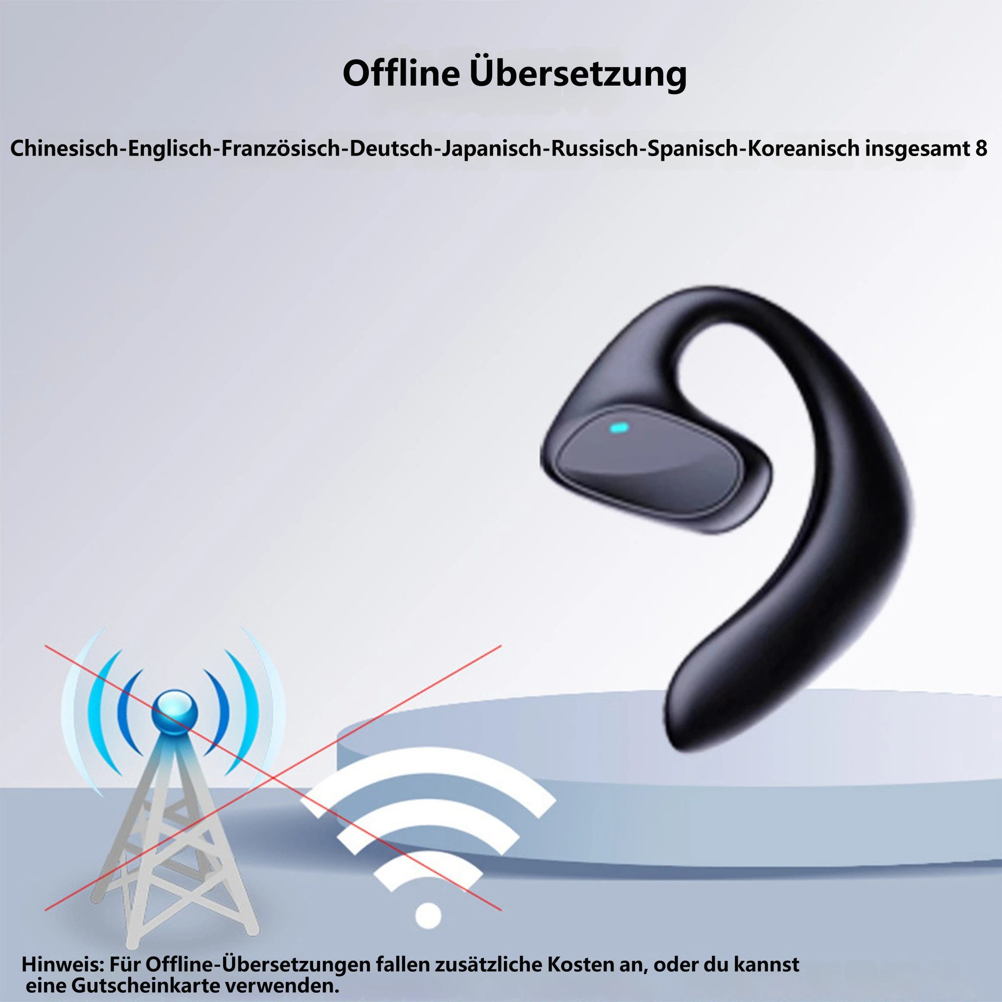 KINSI Kabelloser Übersetzungs-Ohrhörer,144 Sprachen,Offline-Übersetzung Open-Ear-Kopfhörer (bluetooth, Bluetooth 5.1 Sportkopfhörer mit Touch-Steuerung) – Bild 2 von 5