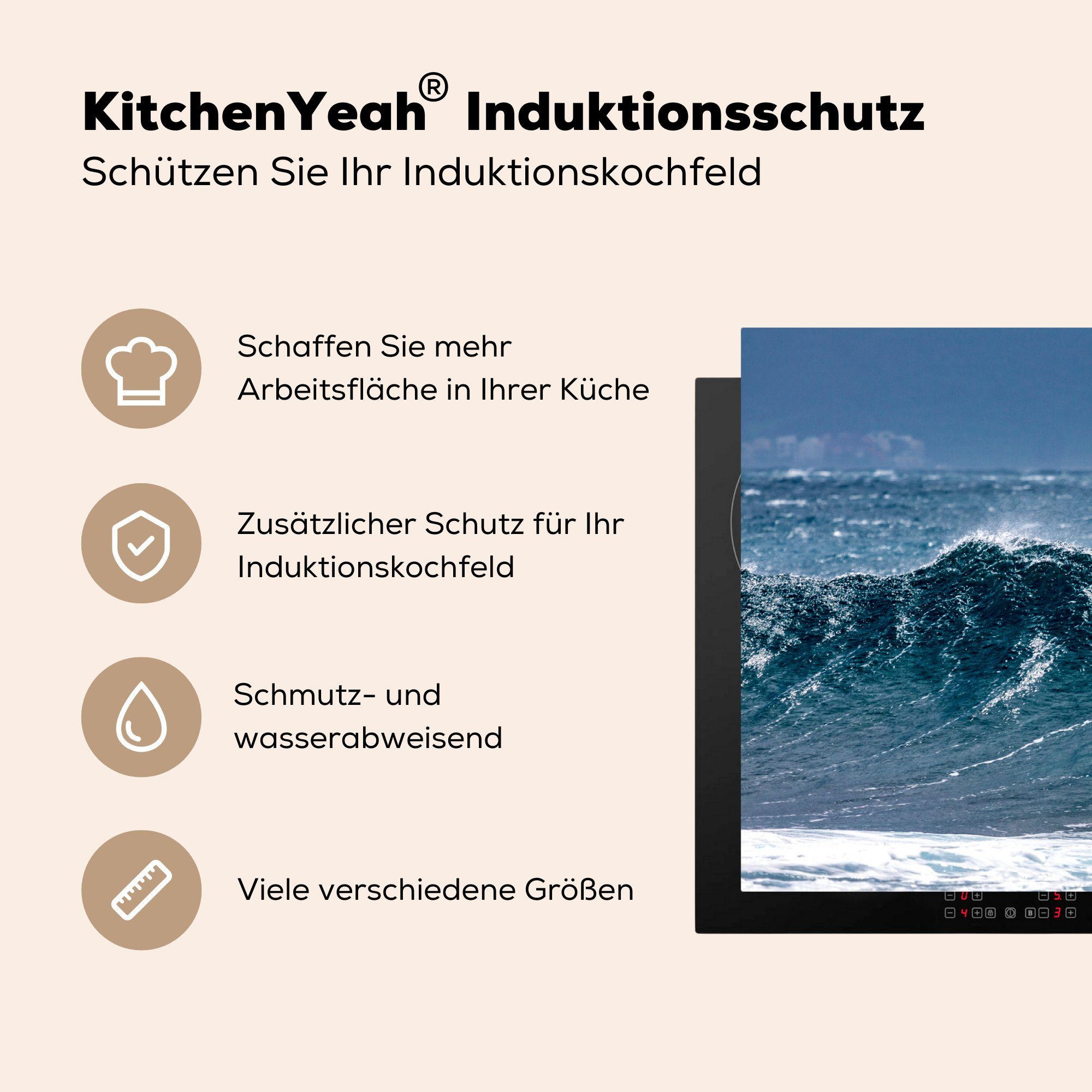 MuchoWow Herdblende-/Abdeckplatte Meer - Arbeitsplatte küche cm, 83x51 Golf Ozean, tlg), Ceranfeldabdeckung, (1 - für Vinyl