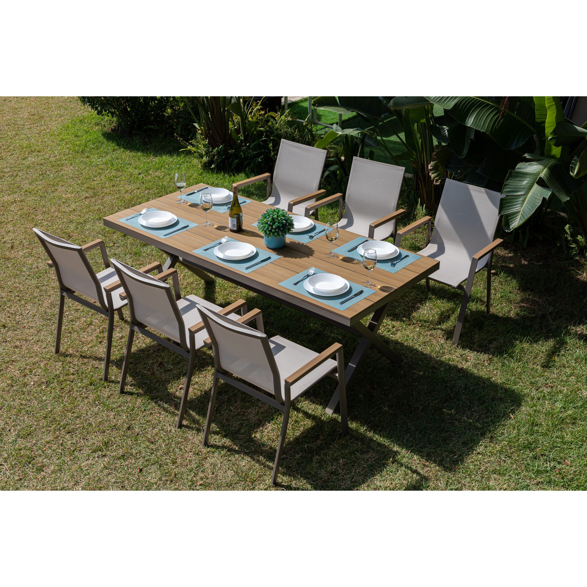MANDALIKA Garden Gartenlounge-Set 7 tlg. Essgruppe günstig online kaufen