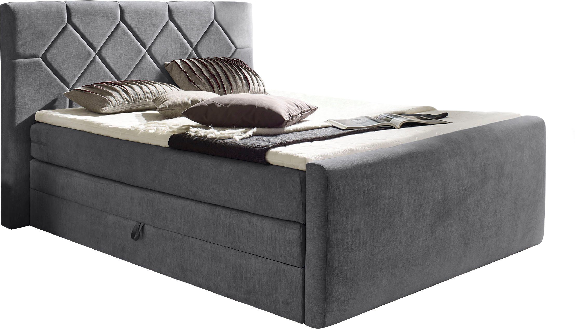 Home affaire Boxspringbett Atlanta, inklusive Topper und Bettkasten