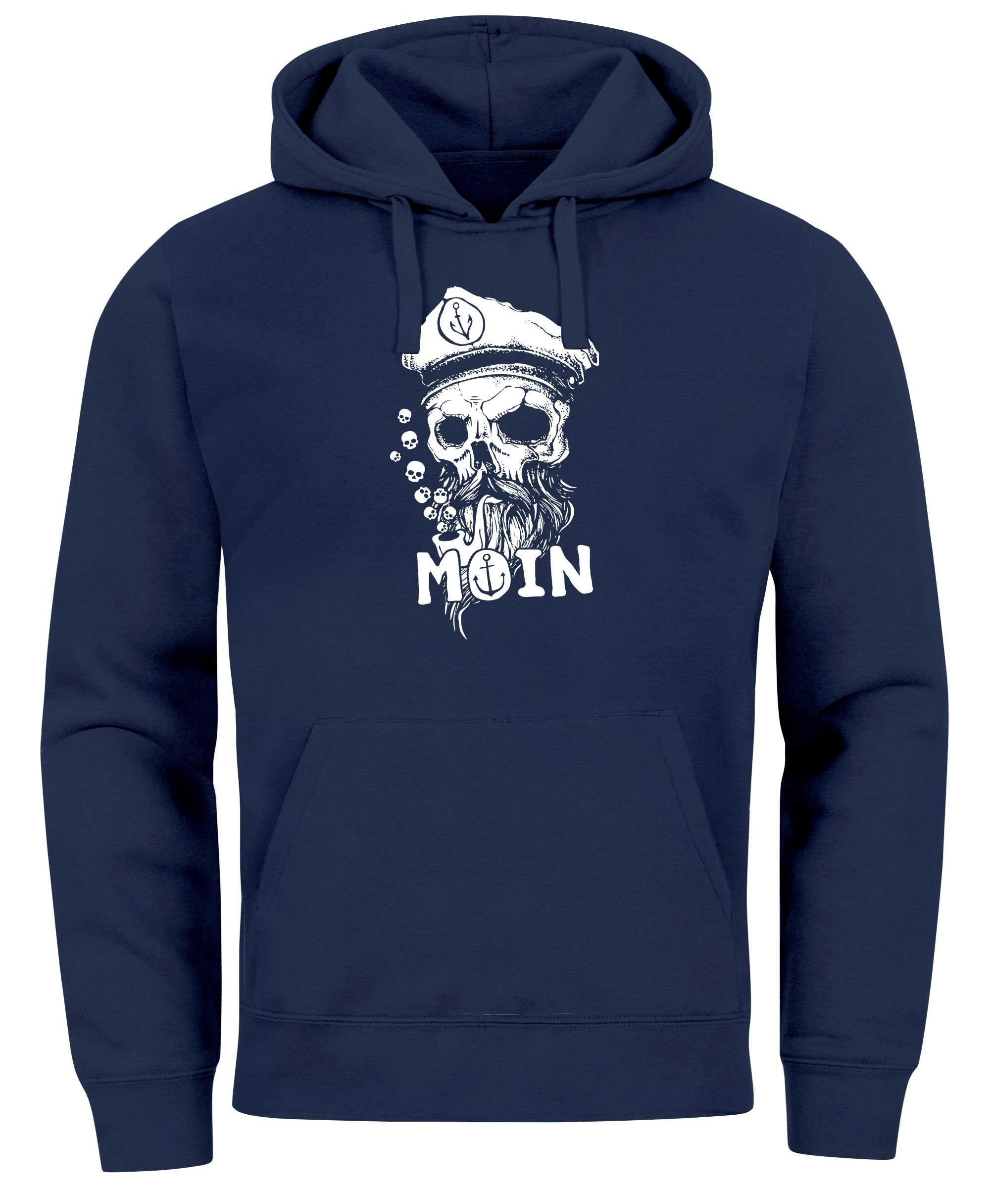 Neverless Hoodie Hoodie Herren Moin Kapitän Totenkopf Anker Bart Hamburg Print Männer