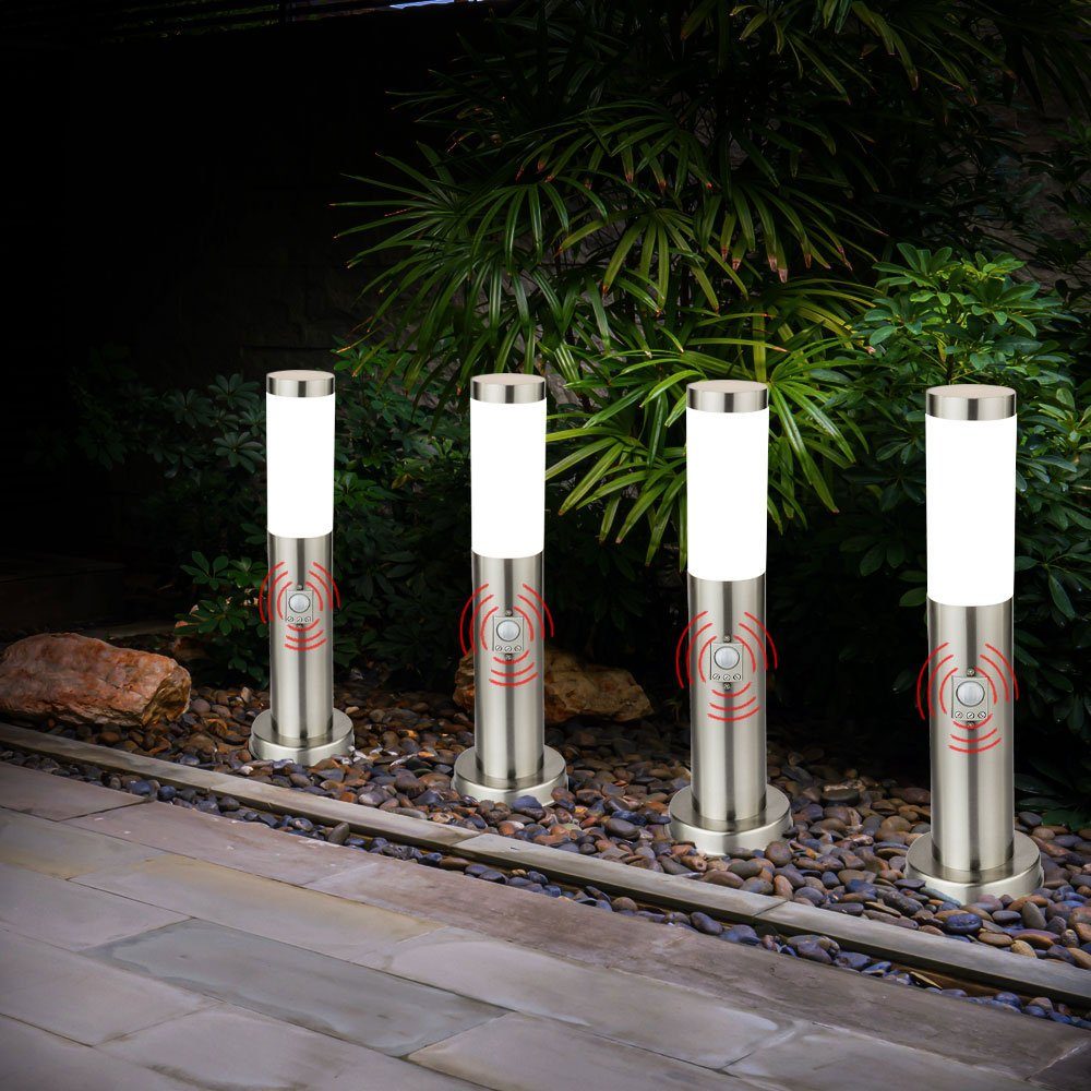 Globo Sockelleuchten, Leuchtmittel nicht IP44 Bewegungsmelder Globo Außenleuchte Edelstahl Außenbeleuchtung inklusive