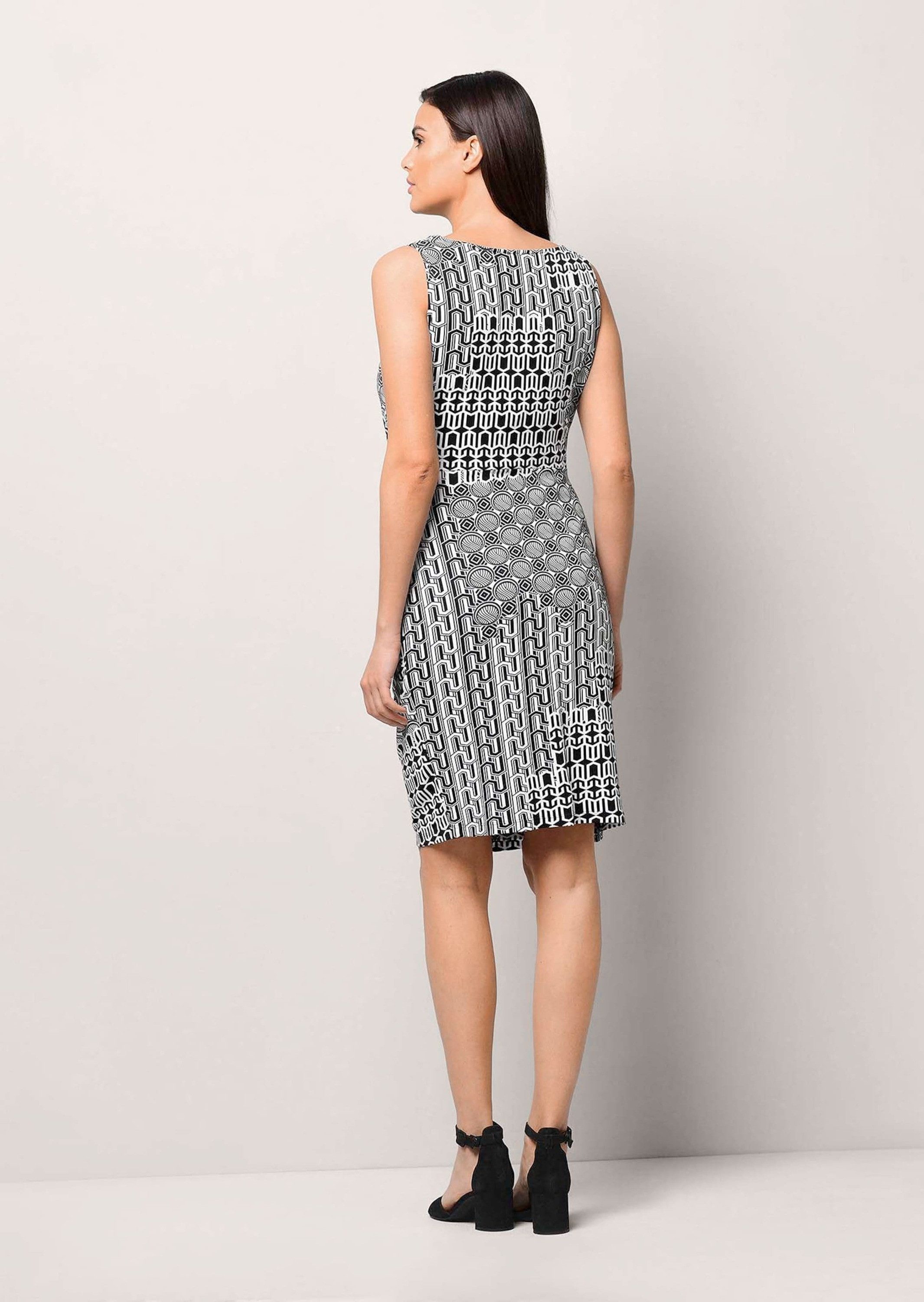 Alba Moda Jerseykleid Figurbetontes Midikleid in Wickeloptik Modernes Design mit Rundhalsausschnitt und Allover-Muster