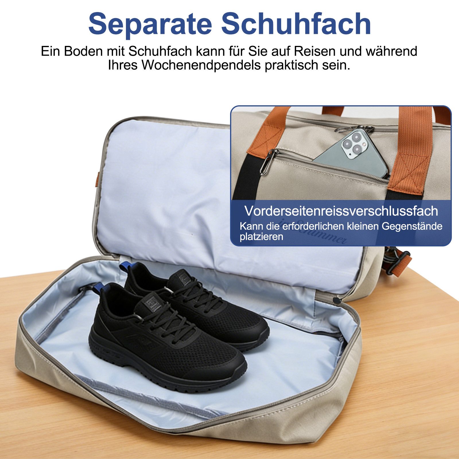inschimmer Reisetasche Sporttasche Fitnesstasche mit Schuhfach & Nassfach für Reisen Arbeiten – Bild 4 von 5