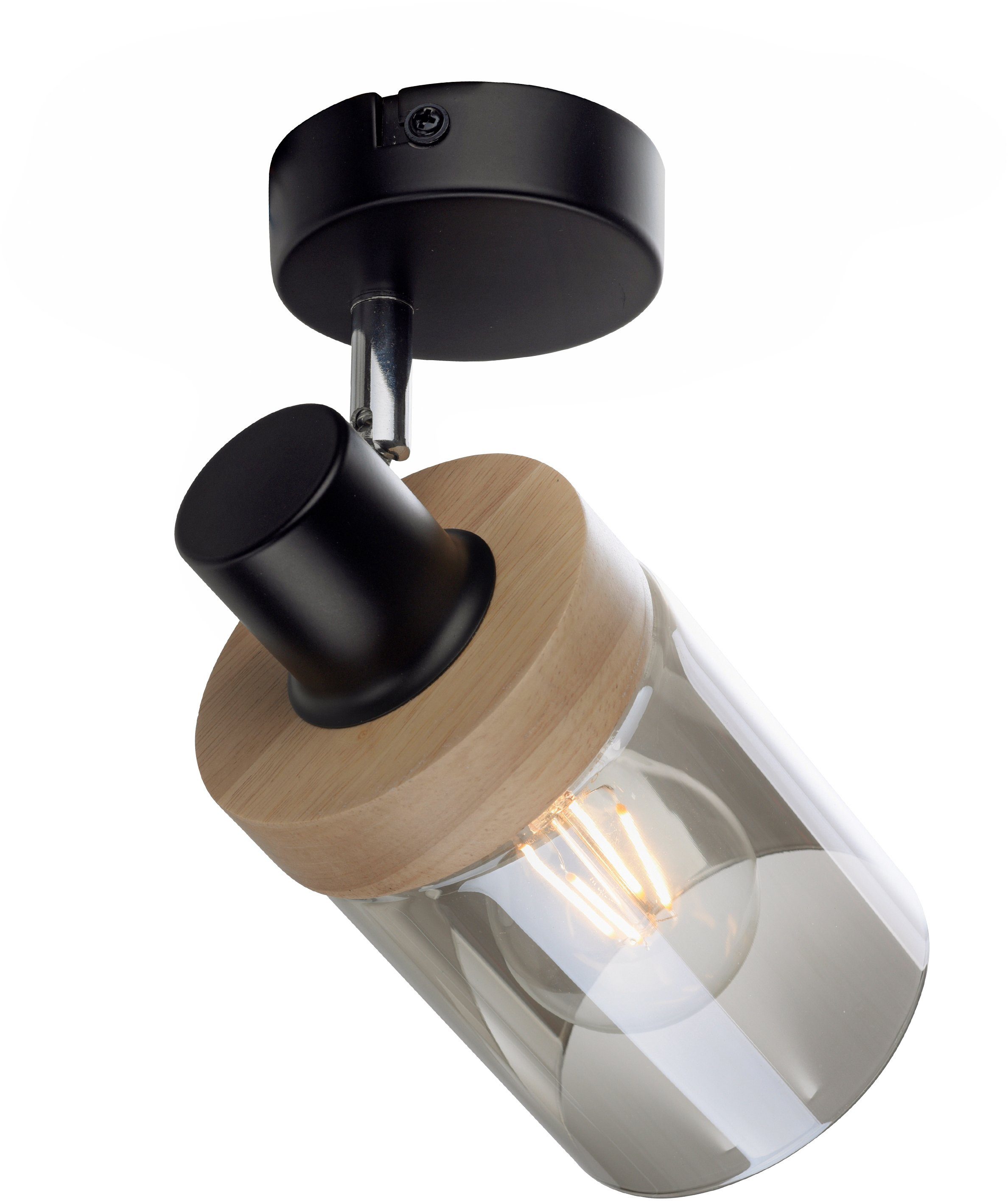 E27 Wandlampe, Leuchtmittel Tendon, Leuchtmittel, ohne Rauchglas, affaire Holz, - Home für Glas, geeignet Wandleuchte