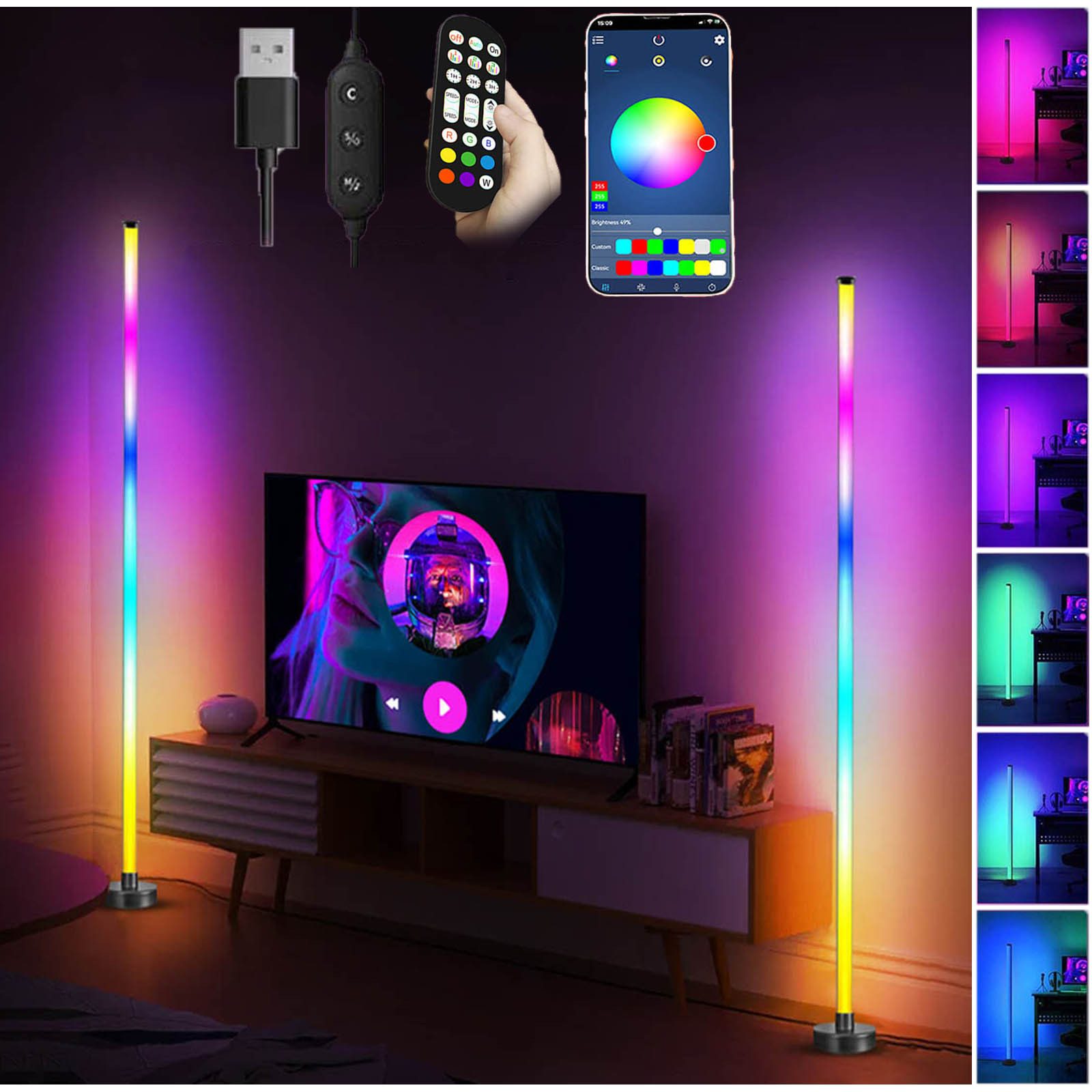 Jibenhome LED Lichtleiste LED Tischleuchte RGB Stehlampe 20W, Fernbedienung günstig online kaufen