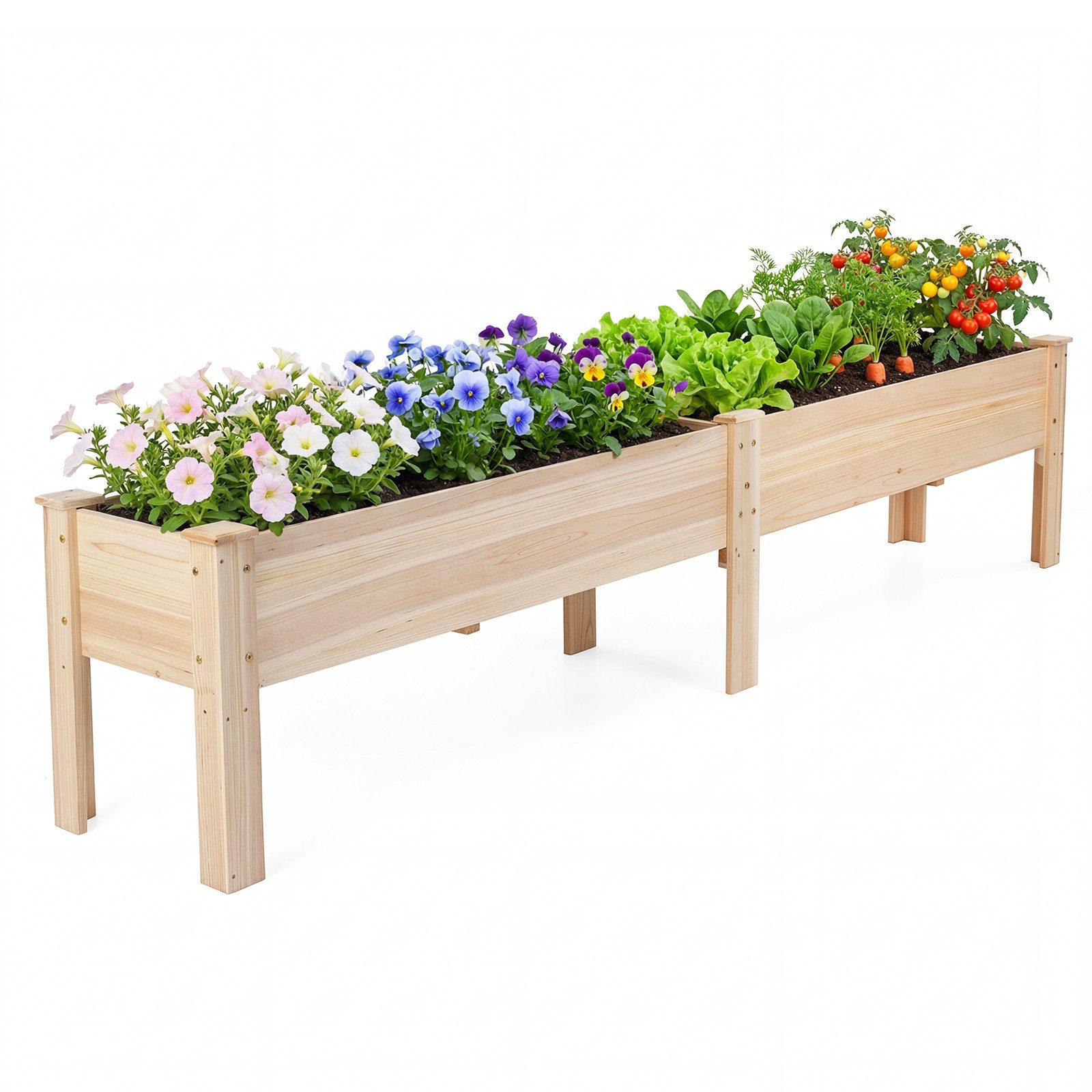 COSTWAY Blumenkasten (1 St), Pflanzbeet, Hochbeet, Gartenbeet mit Ablauflöchern, groß