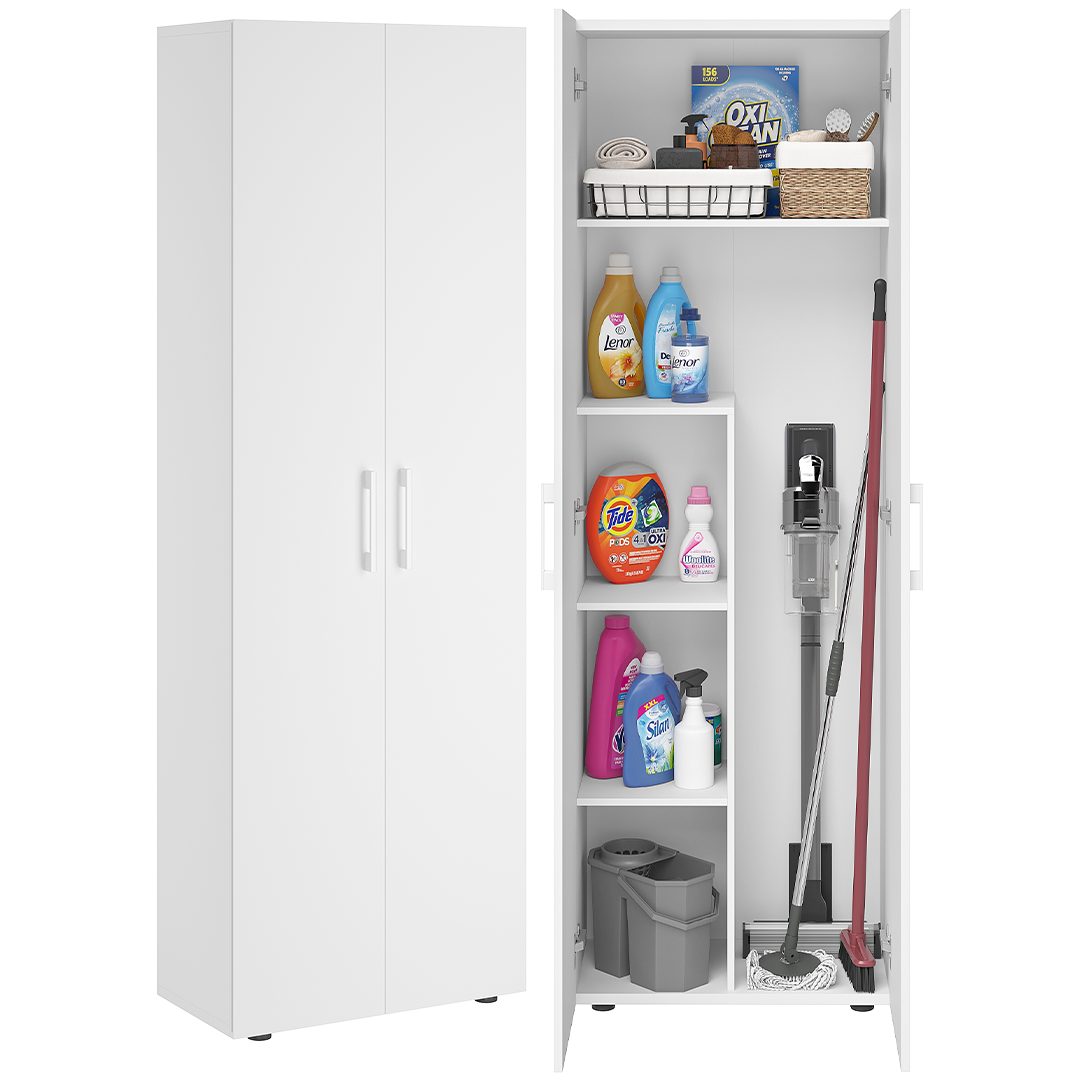 Bellamio Mehrzweckschrank Apol (Weiß) Besenschrank mit 5 Fächern, inkl. Sta günstig online kaufen