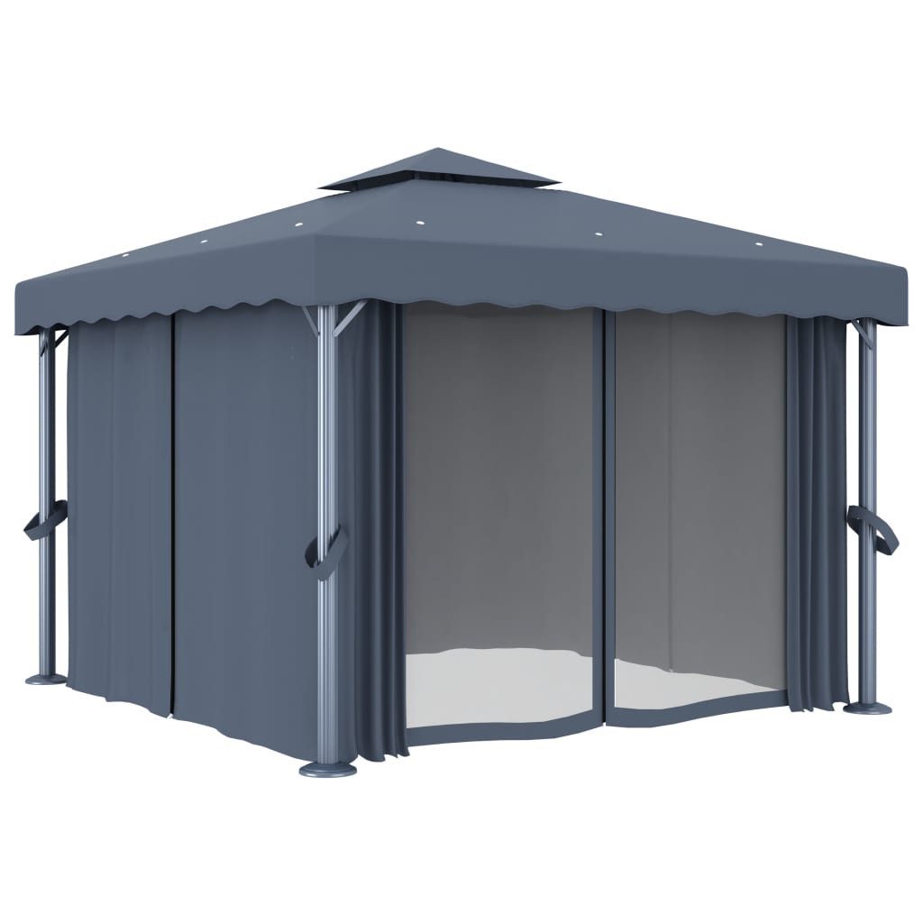 Thumbnail - vidaXL Partyzelt Pavillon mit Vorhang 3x3 m Anthrazit Aluminium