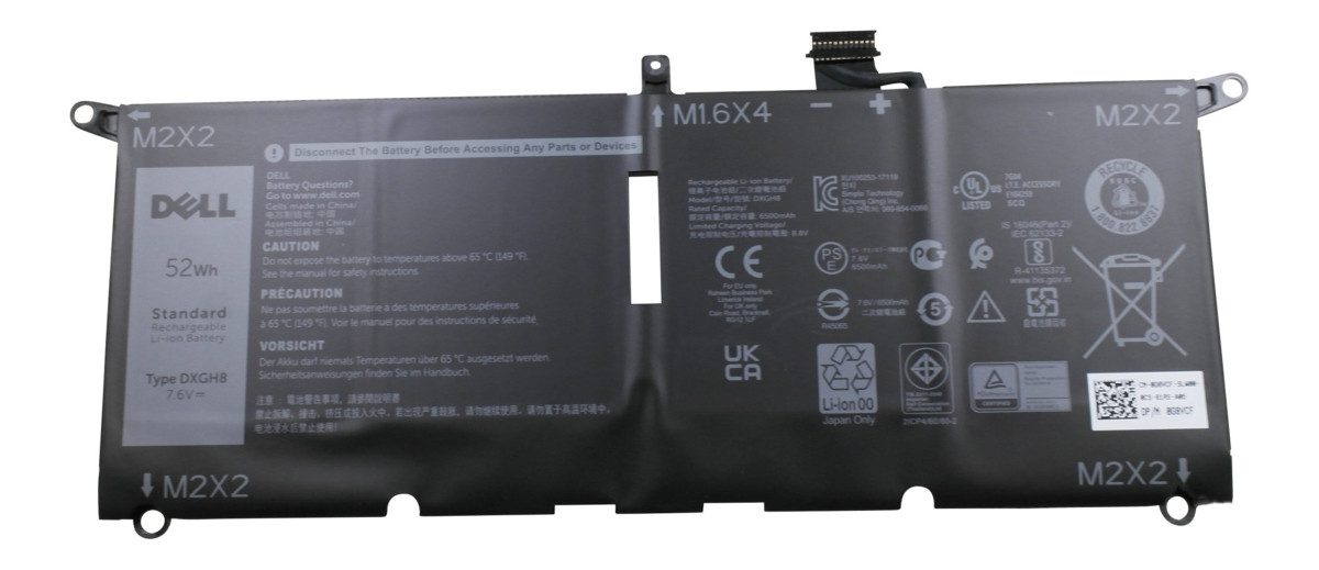 Dell Akku für Dell DXGH8 Li-Ion 7,6 Volt 6840 mAh schwarz Laptop-Akku 6840 mAh (7.6 V)