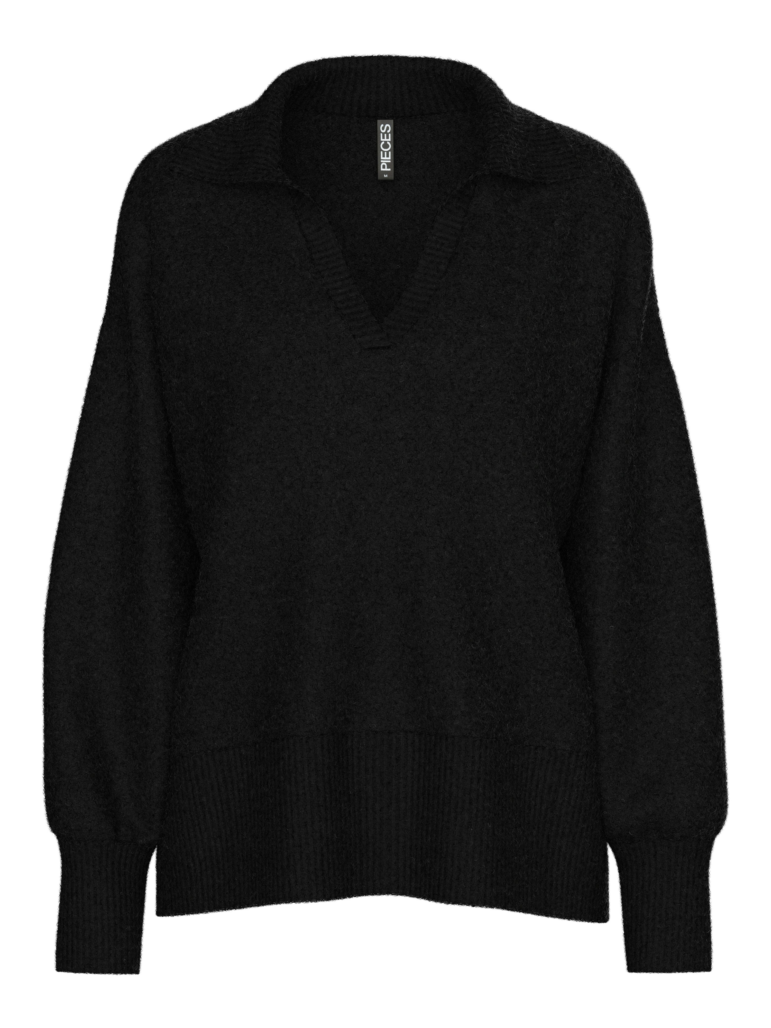 pieces V-Ausschnitt-Pullover PCMALOU LS POLO KNIT NOOS BC günstig online kaufen