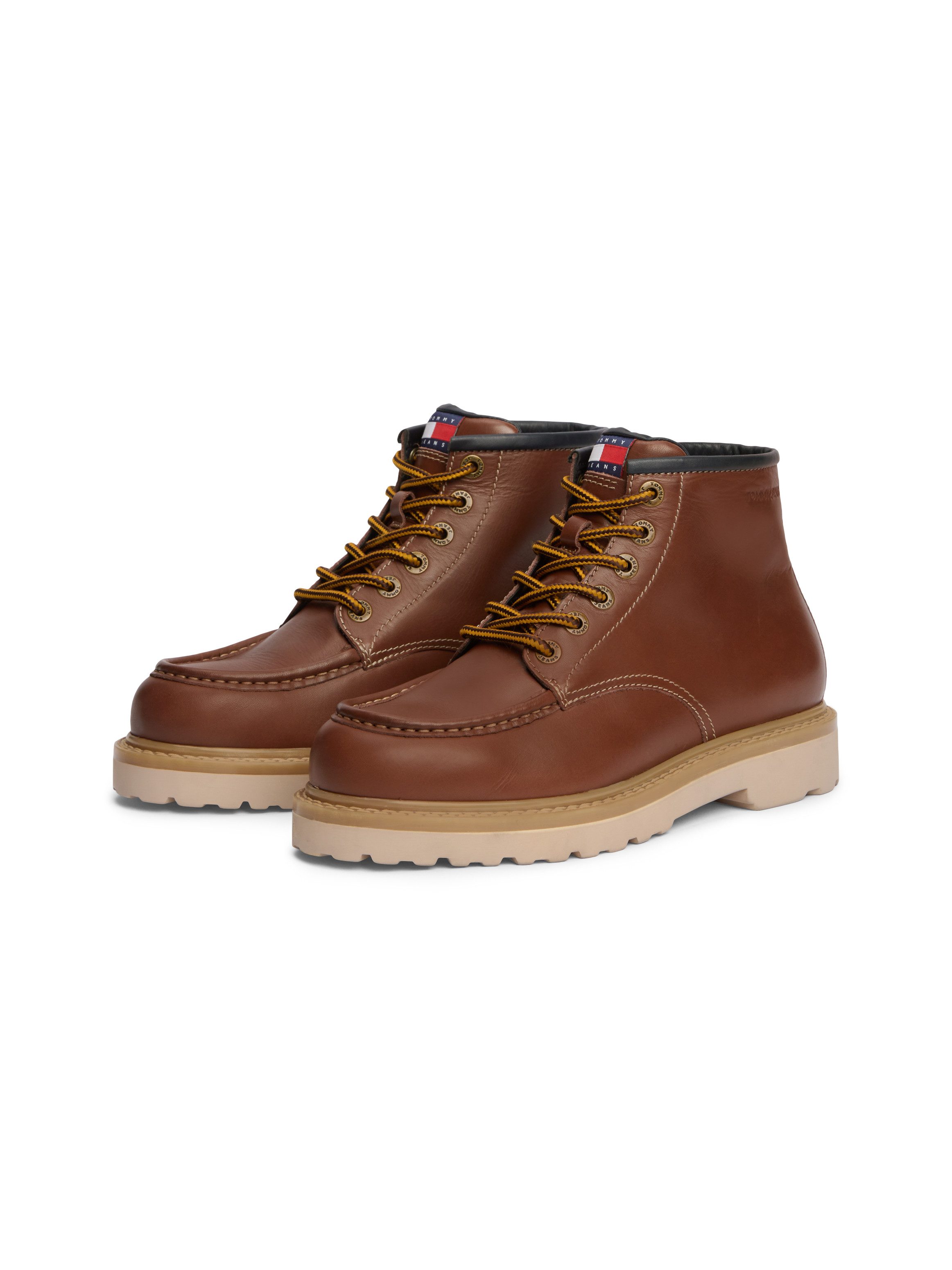 Tommy Jeans ARCHIVE '01 AMERICAN LTH BOOT Schnürboots Blockabsatz, Schnürboots mit Logoschriftzug