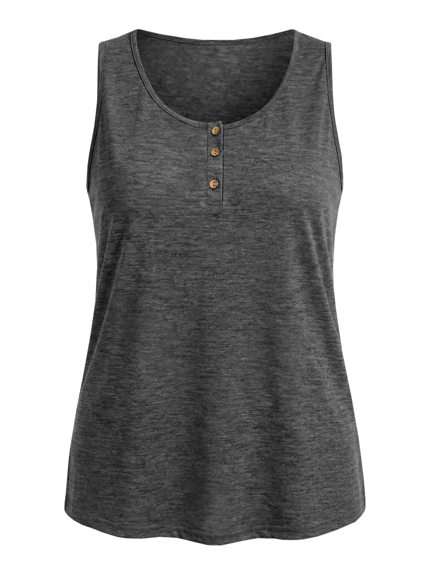 Imily Bela Tanktop Damen Plus Size Ärmelloses Henley-Sommershirt (Packung, 1-tlg., 1per-Pack) Einfarbig
