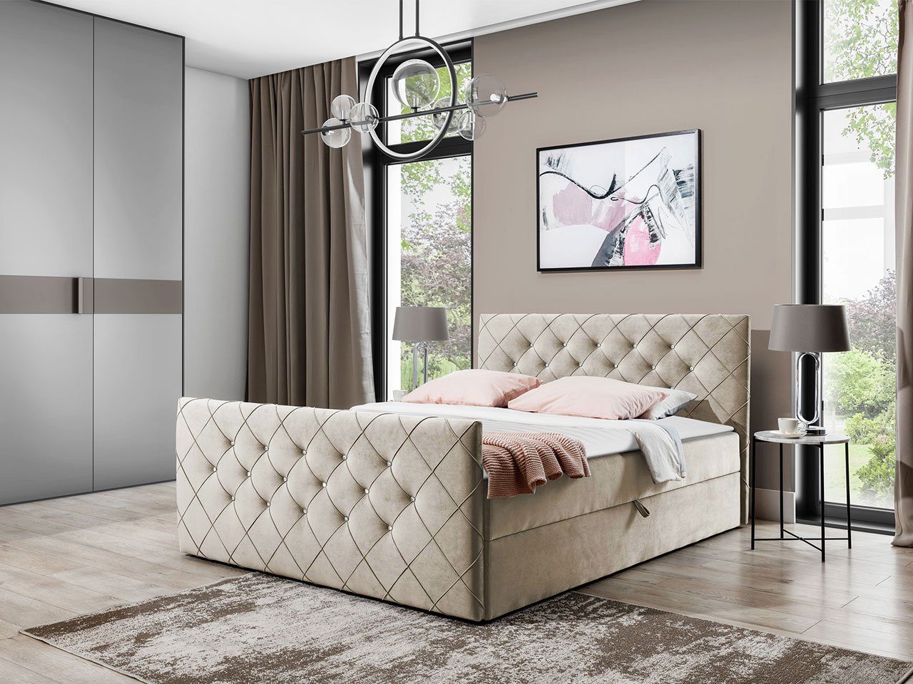 MIRJAN24 Boxspringbett Malaga (Polsterkopfteil, Fußteil, Matratze günstig online kaufen