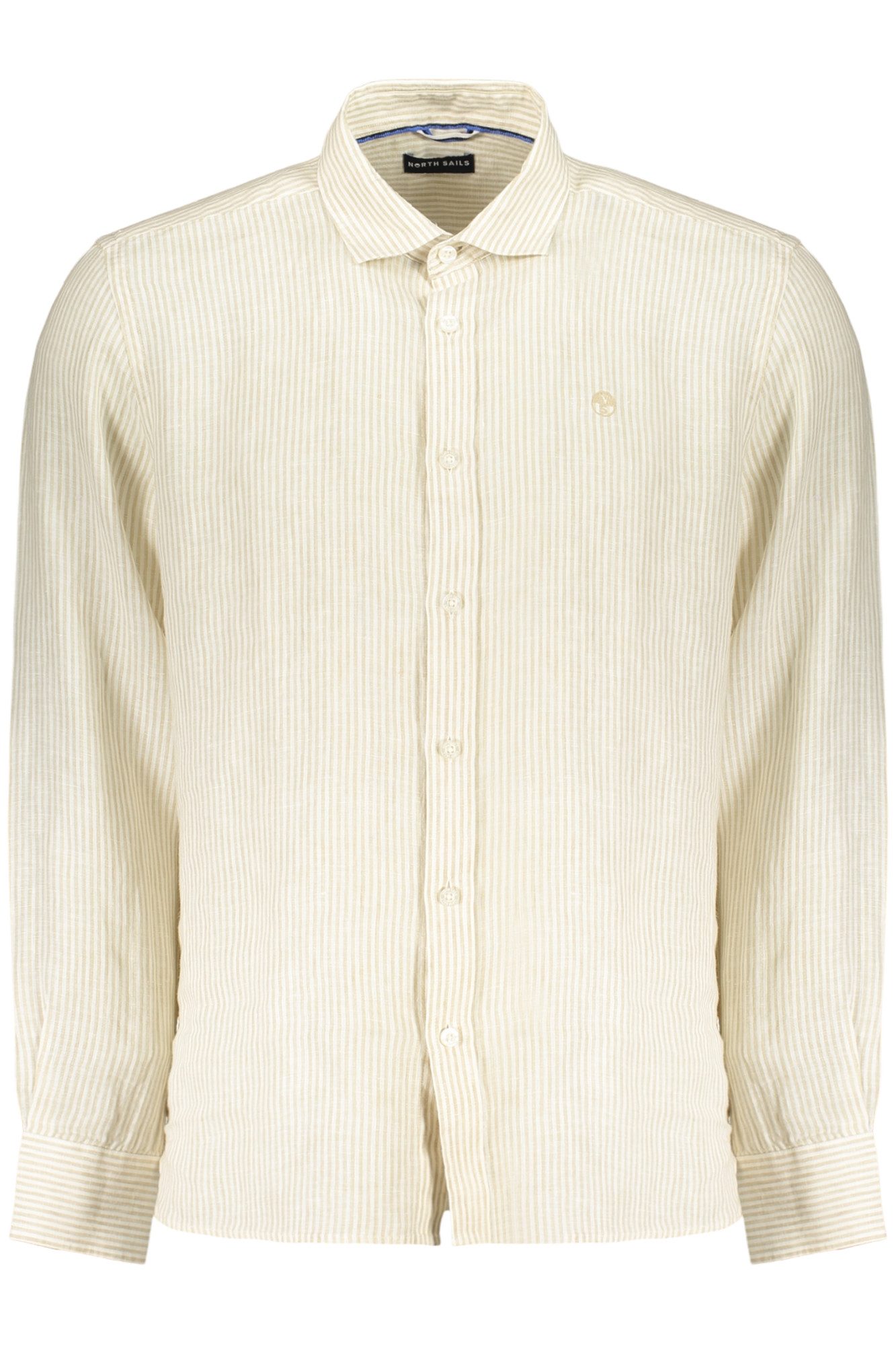 North Sails Langarmhemd Herren Langarmhemd Beige mit Streifen und Französischem Kragen