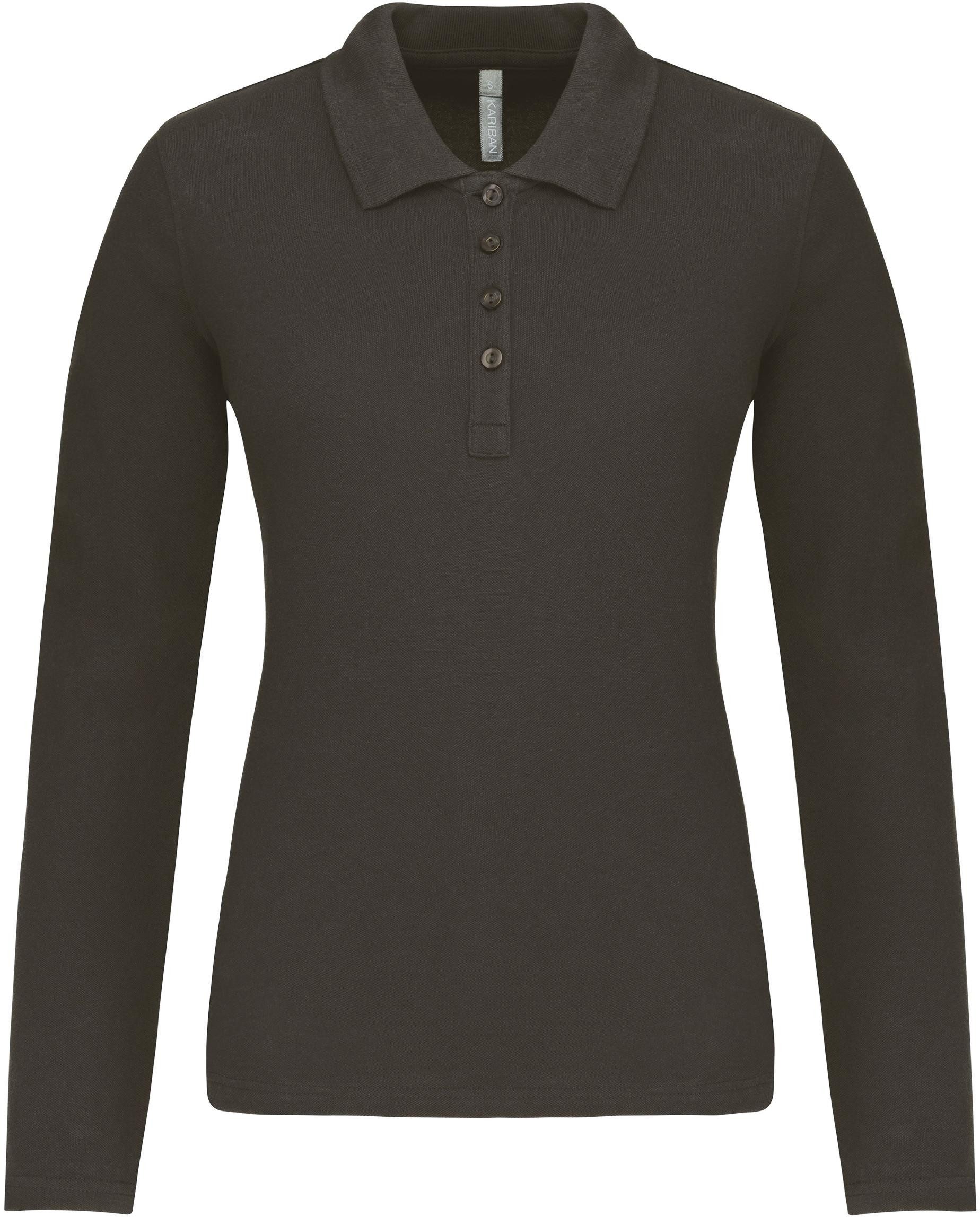 Kariban Langarm-Poloshirt Damen Langarm-Polohemd. Baumwollpiqué