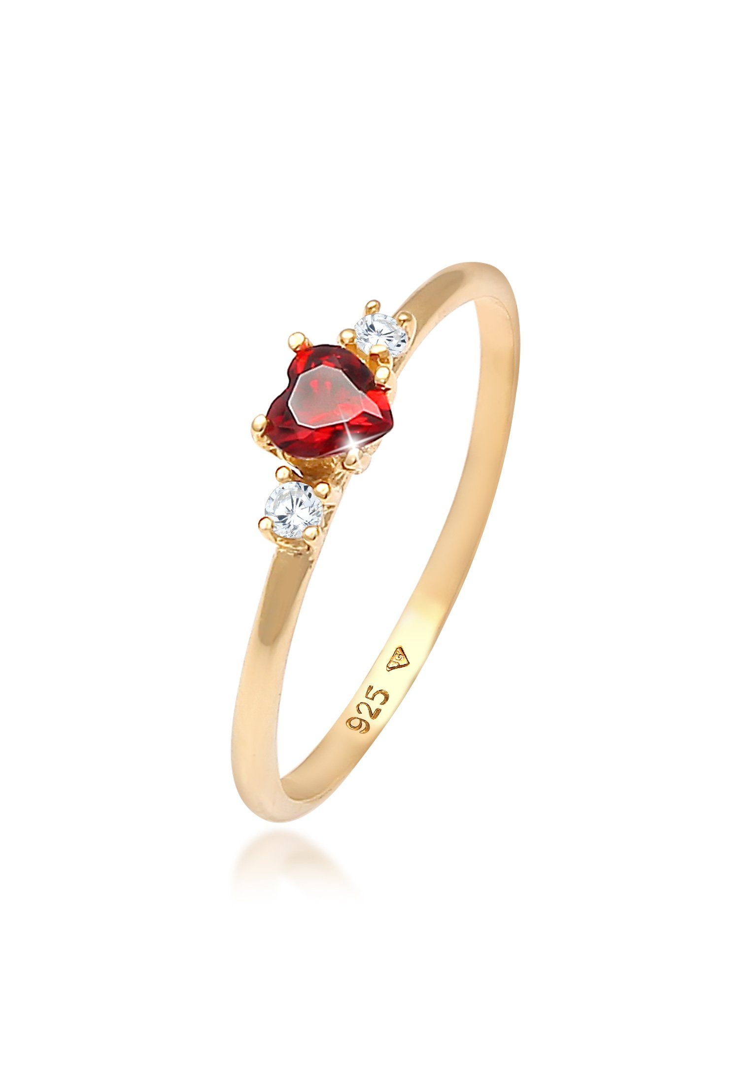 Elli Fingerring Herz Zirkonia Rot Liebe günstig online kaufen