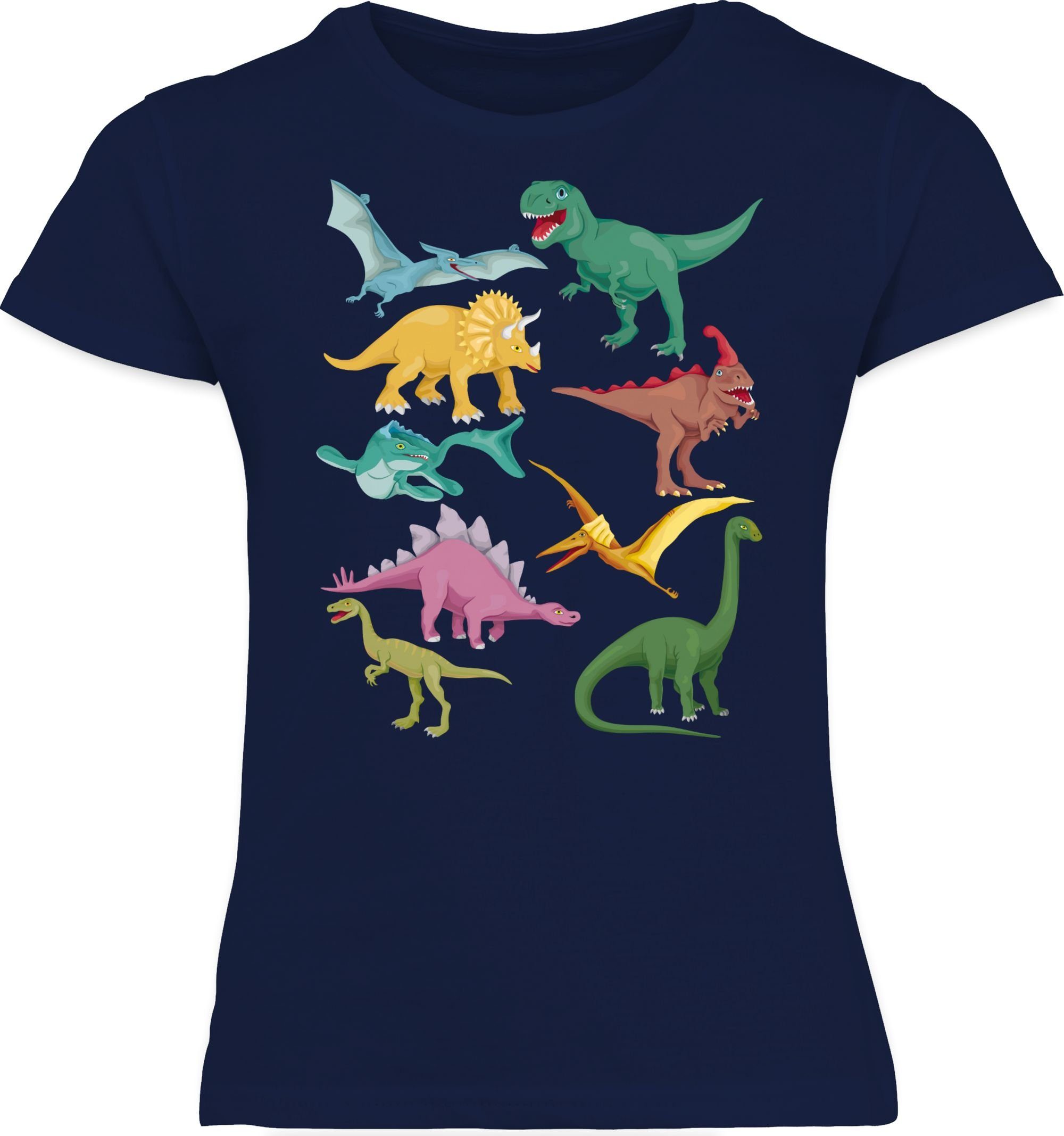 Shirtracer T-Shirt Dinos Tiermotiv 3 Animal Print Dunkelblau