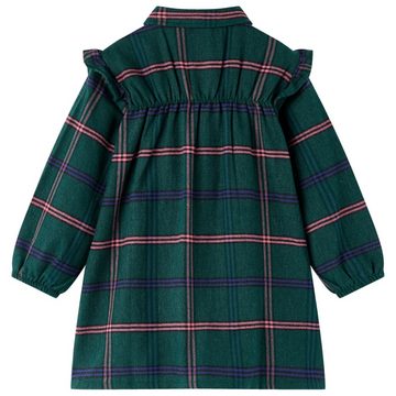vidaXL Druckkleid Kinderkleid mit Langen Ärmeln und Rüschen Dunkelgrün 116
