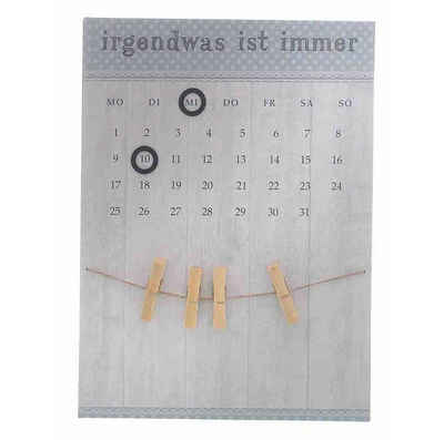 Linoows Metallschild Blechschild, Magnetkalender, Irgendwas ist immer, Magnetkalender mit Klammern, Lustiges Memobord 40x30 cm