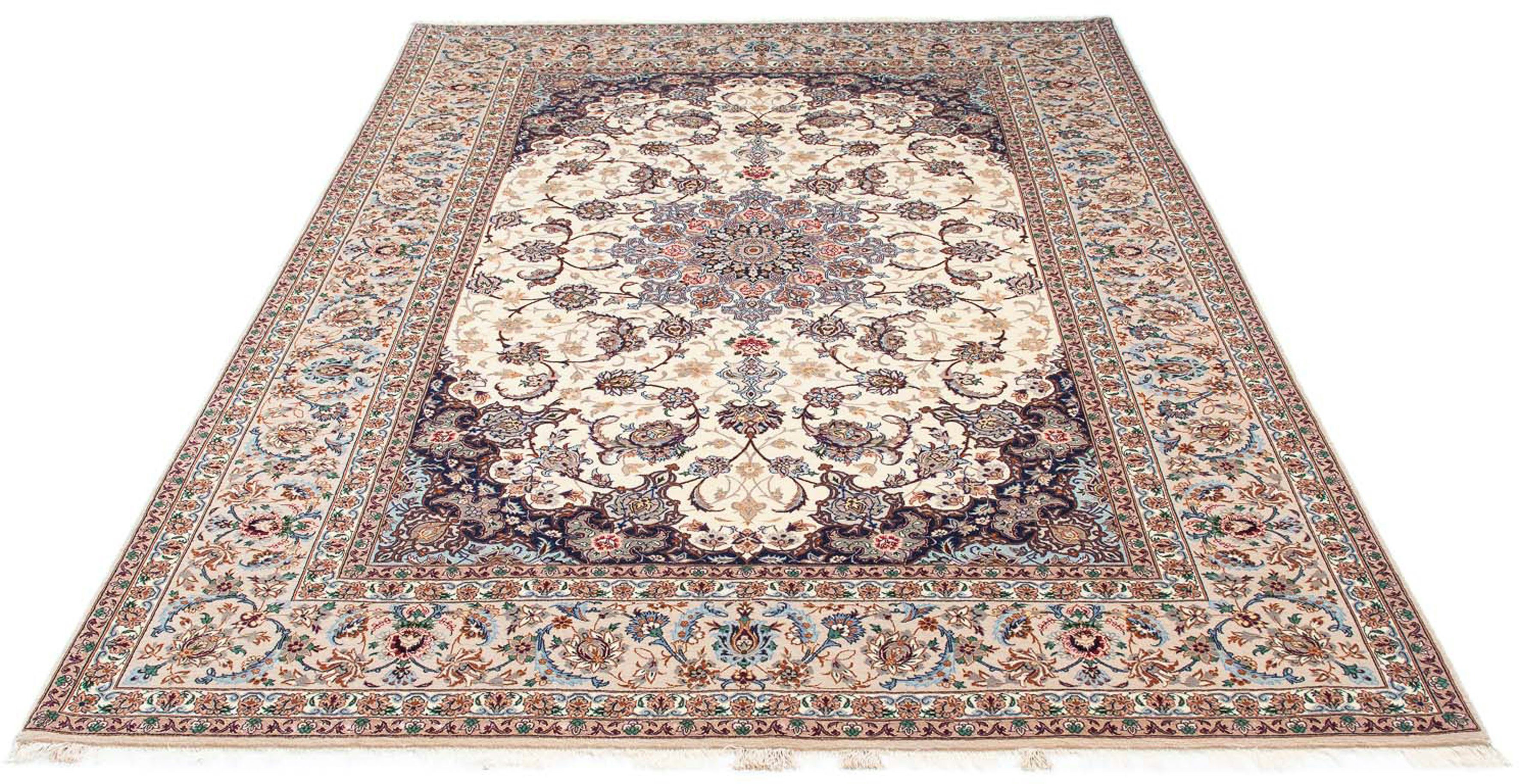 Orientteppich Perser - Isfahan - Premium - 242 x 155 cm - beige, morgenland, rechteckig, Höhe: 6 mm, Wohnzimmer, Handgeknüpft, Einzelstück mit Zertifikat