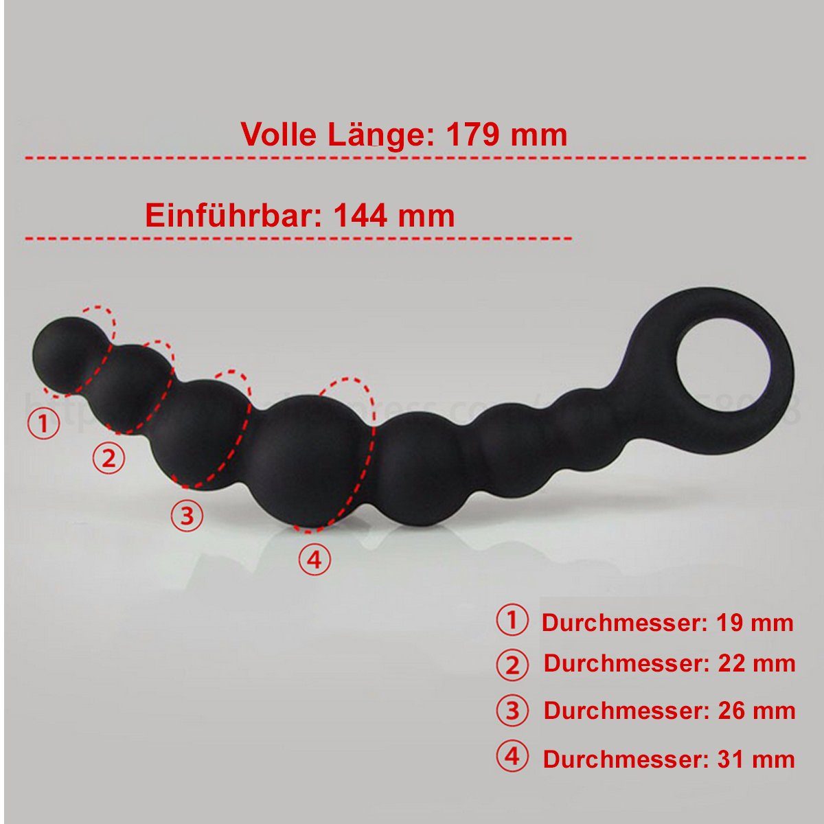 Schwarz Kugelkette, für 7 und Männer - Kugeln, Farbe: und mit TPFSecret 17,9cm ergonomische Analkette Anal unterschiedlichem Frauen, Durchmesser