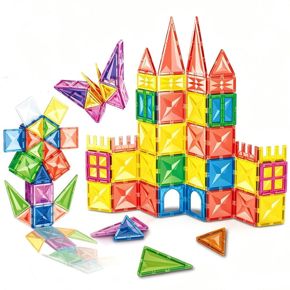 Rolipo 60/100 Stück Magnetische Bausteine für Kinder ab 3 Jahren Magnetspielbausteine, (60 St), Motorik & Logik Förderung, Sicher & Robust