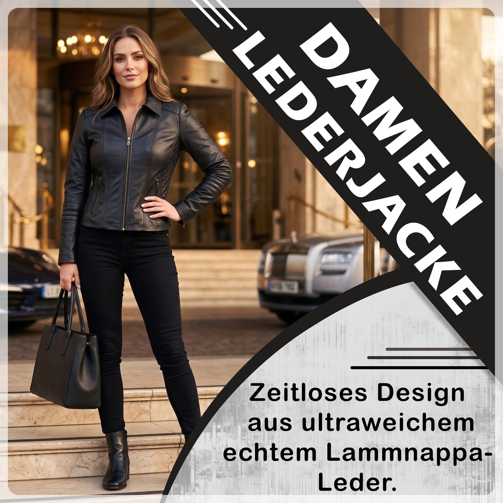 German Wear Lederjacke Trend 428J Damen Lederjacke echtleder Jacke aus Lamm Nappa Leder Schwarz – Bild 4 von 5