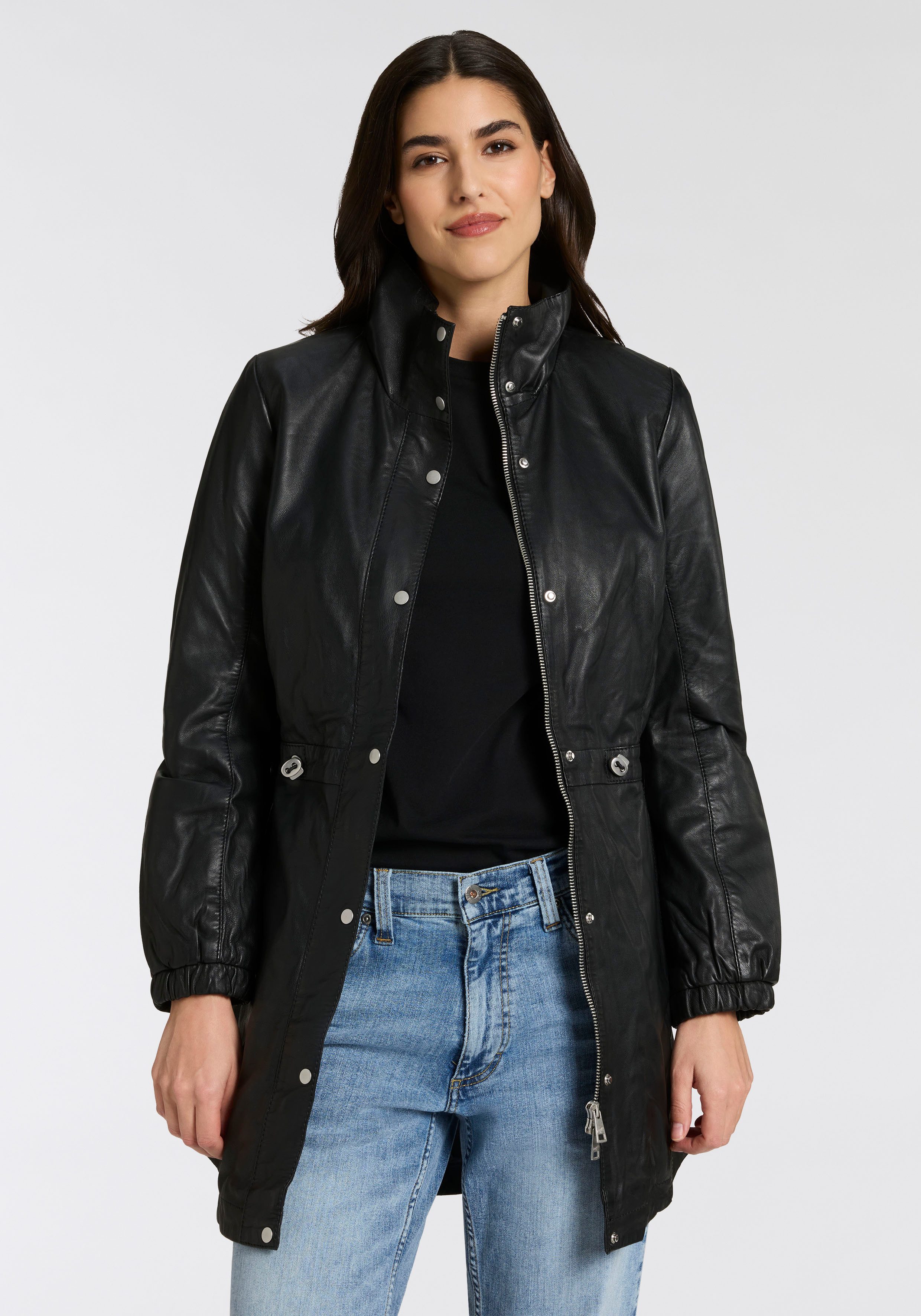 Mauritius Lederjacke MWCharlott Mantel mit verstellbarer Taille