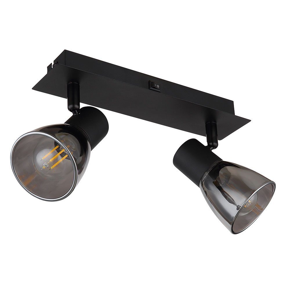 GLOBO LIGHTING LED Deckenspot, Leuchtmittel nicht inklusive, Deckenlampe Wohnzimmerlampe Holz Metall Glas 2-Flammig schwarz matt