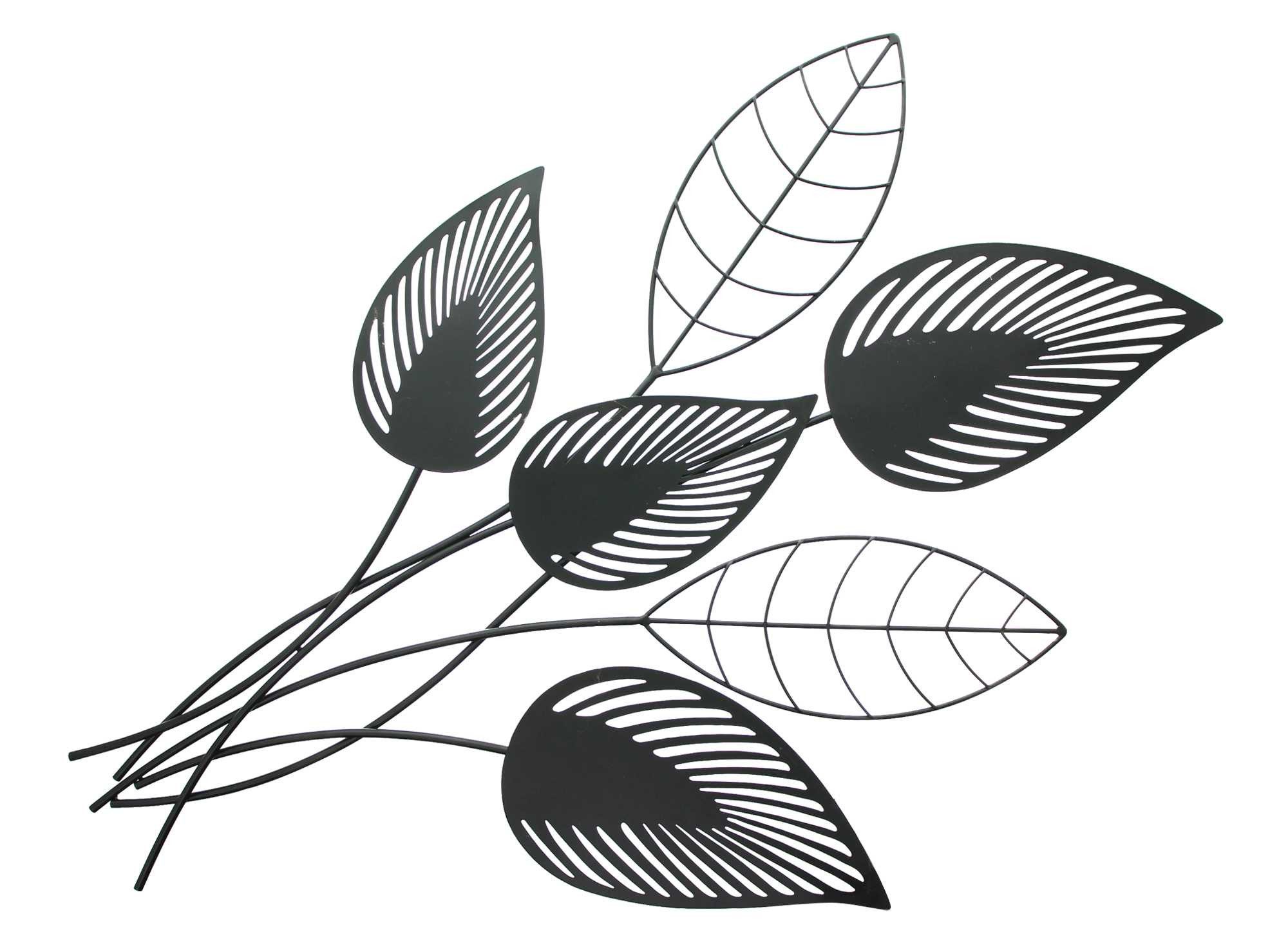 Dekoleidenschaft Metallbild "Blätter" 3D Wandbild, schwarz, 55 x 84 cm, Wan günstig online kaufen