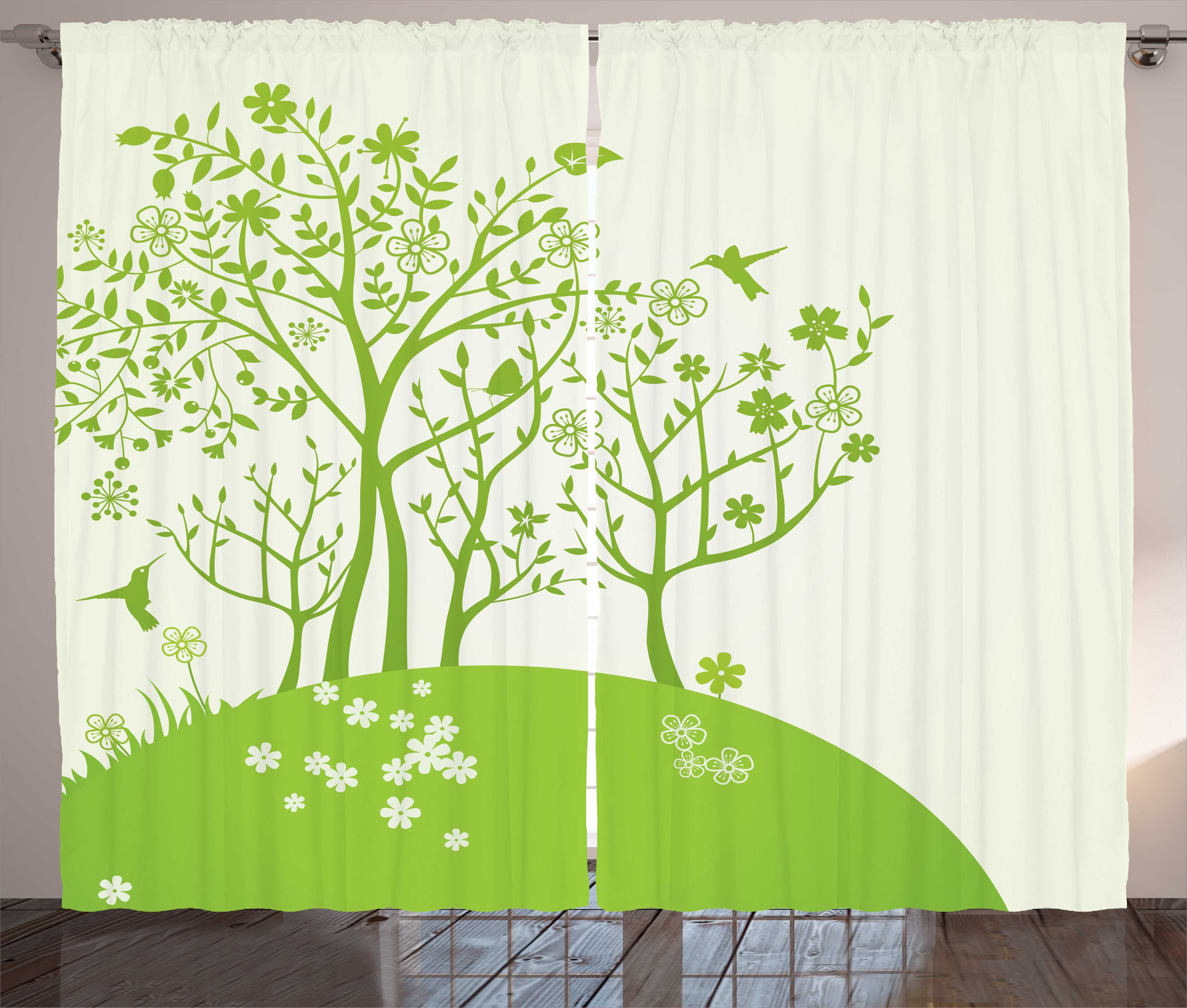 Gardine Schlafzimmer Kräuselband Vorhang Haken, und mit und Schlaufen Baum Abakuhaus, Blühender Vogel-Grafik