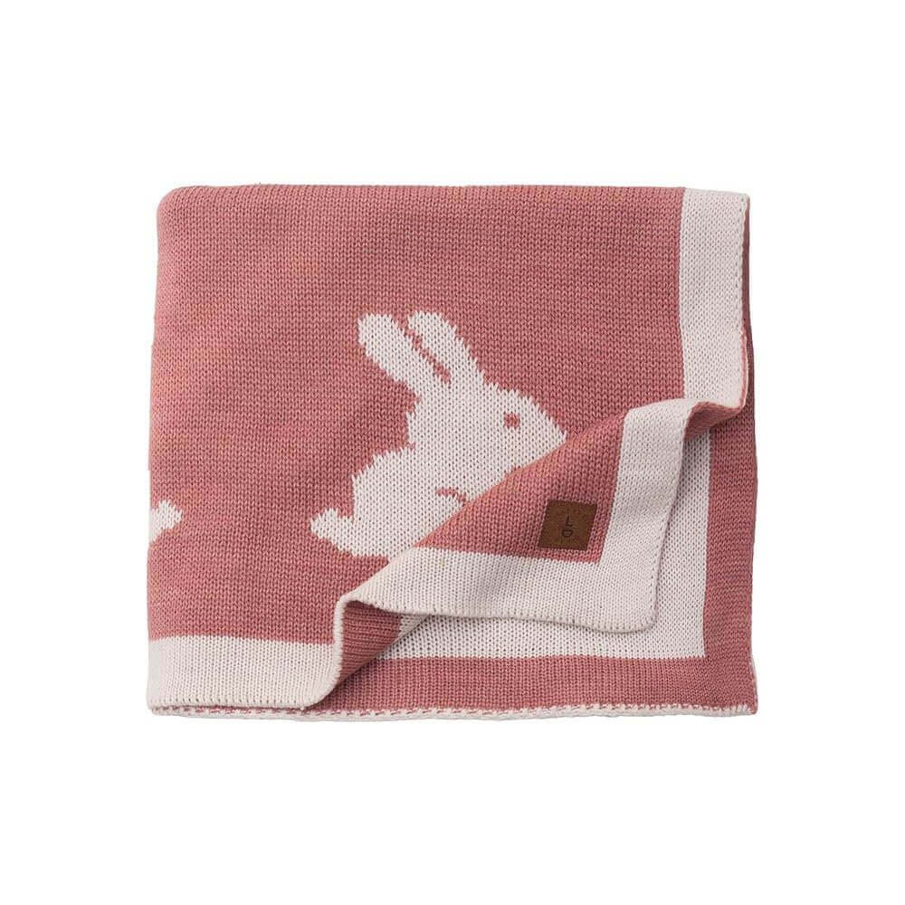 Babydecke Baby Strickdecke, Babydecke, Weich & Atmungsaktiv, 80x100cm Rosa Hasen, Little Dedi