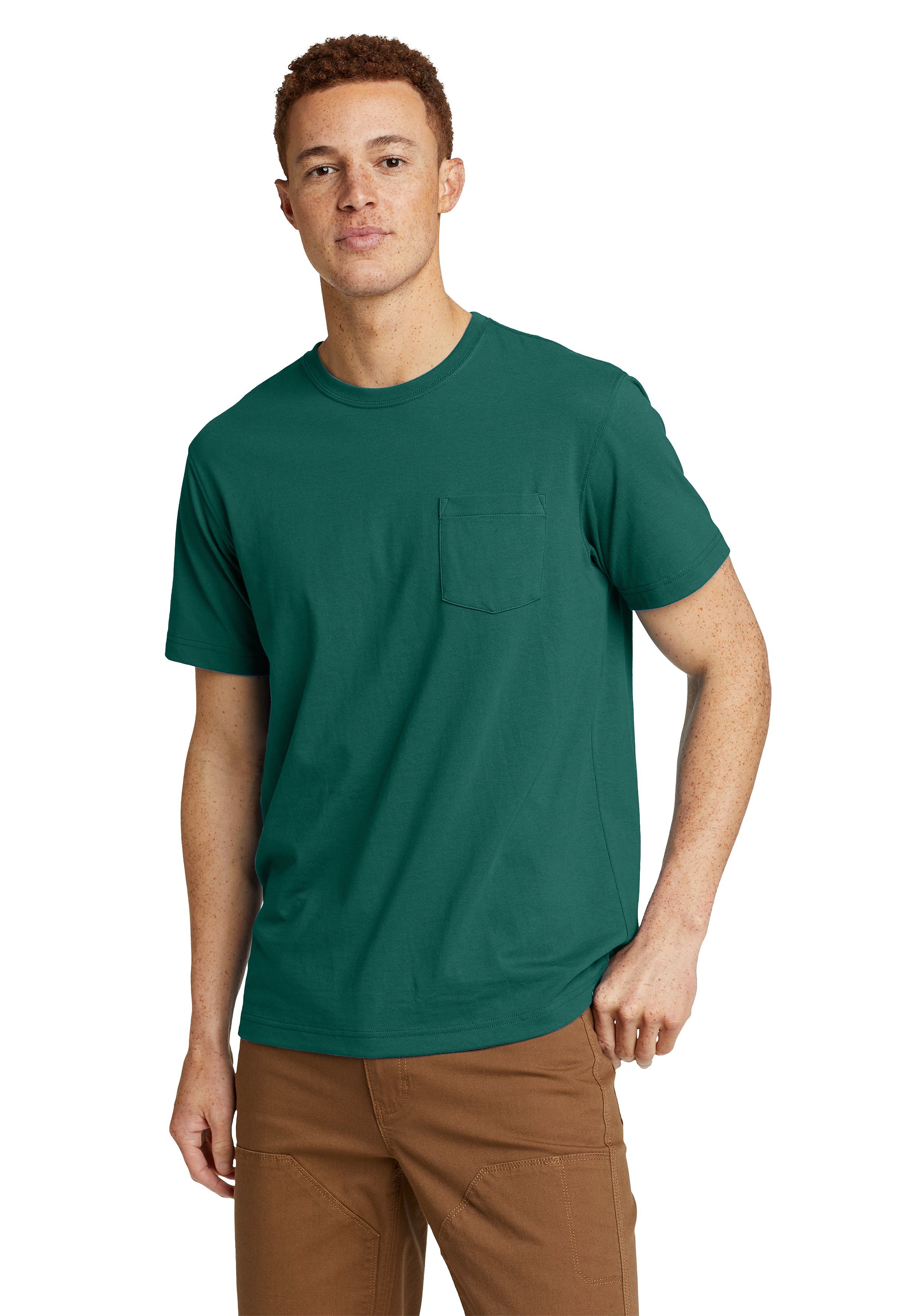 Eddie Bauer T-Shirt Legend Wash Pro Shirt 100% Baumwolle - Kurzarm mit Tasche Dunkles Immergrün