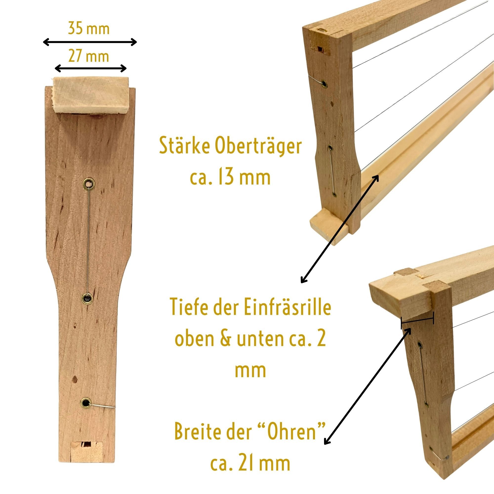 BIENEN SCHMIDT Bienenbeute DADANT Rähmchen US Honig mit Hoffmann Seiten 482 x 159 mm modifiziert, DADANT, 50-tlg.