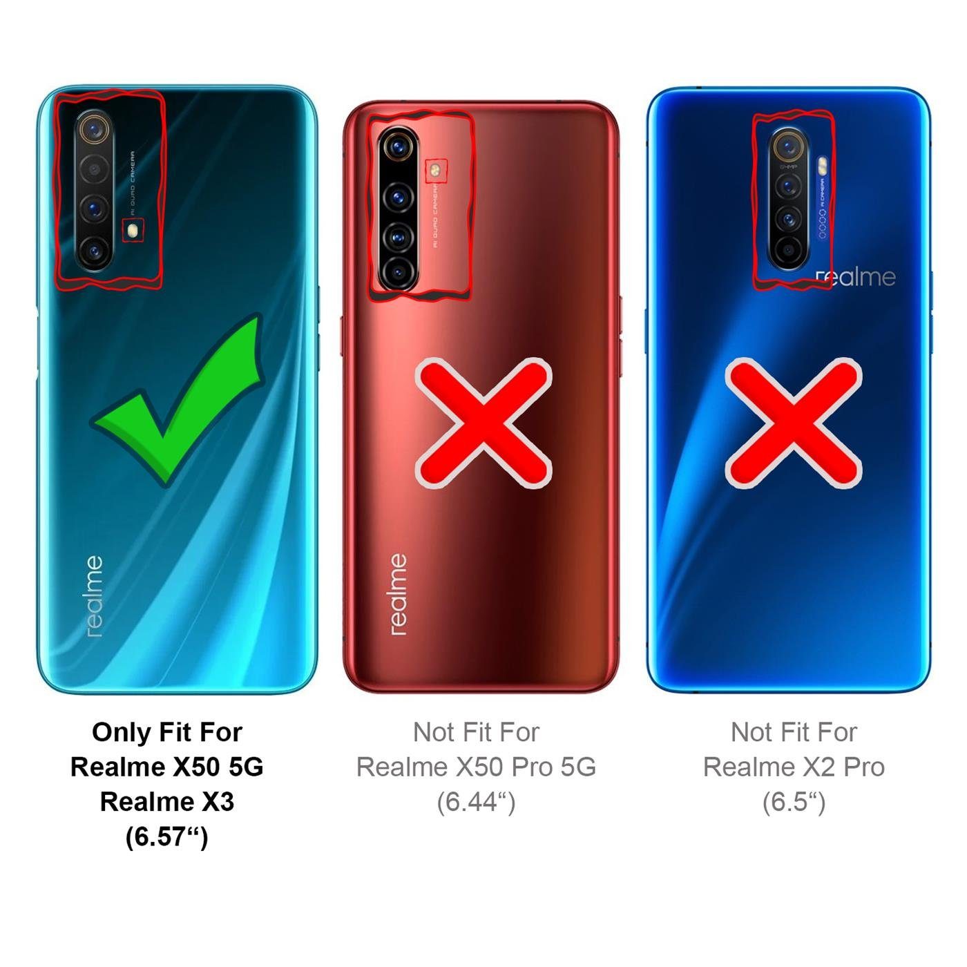 CoolGadget Handyhülle Book Case Handy Tasche für Realme X50 5G / X3 6,57 Zoll, Hülle Klapphülle Cover für Realme X50, Realme X3 Schutzhülle stoßfest