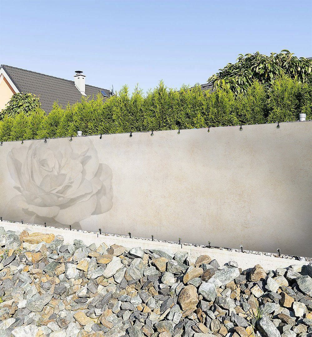 Sichtschutzzaunmatten Zaunbanner Blume Betonoptik Sichtschutz Garten Zaun