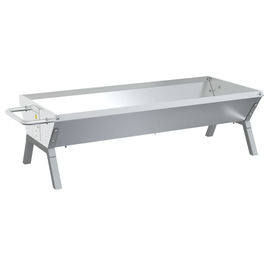 vidaXL Grillkamin Grill Silbern 118x42x30,5 cm Edelstahl