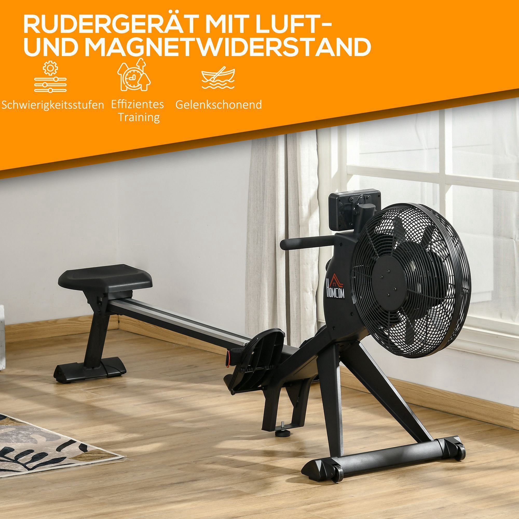 Rudergerät 1-tlg., 1 (Set, mit LCD-Anzeige x HOMCOM Rudergerät Rudergerät),