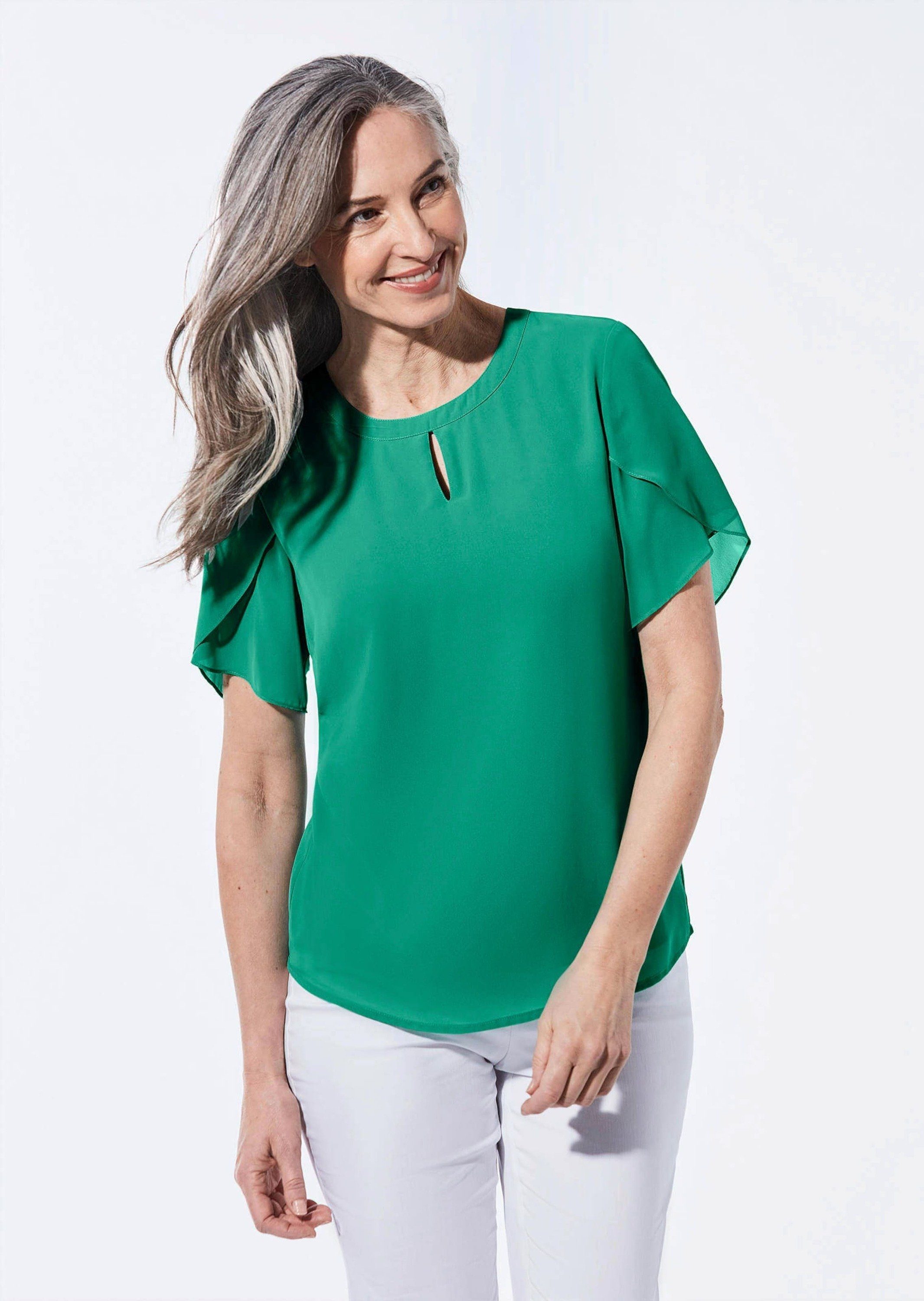 GOLDNER Kurzarmbluse Bluse mit aufregender Ärmellösung günstig online kaufen