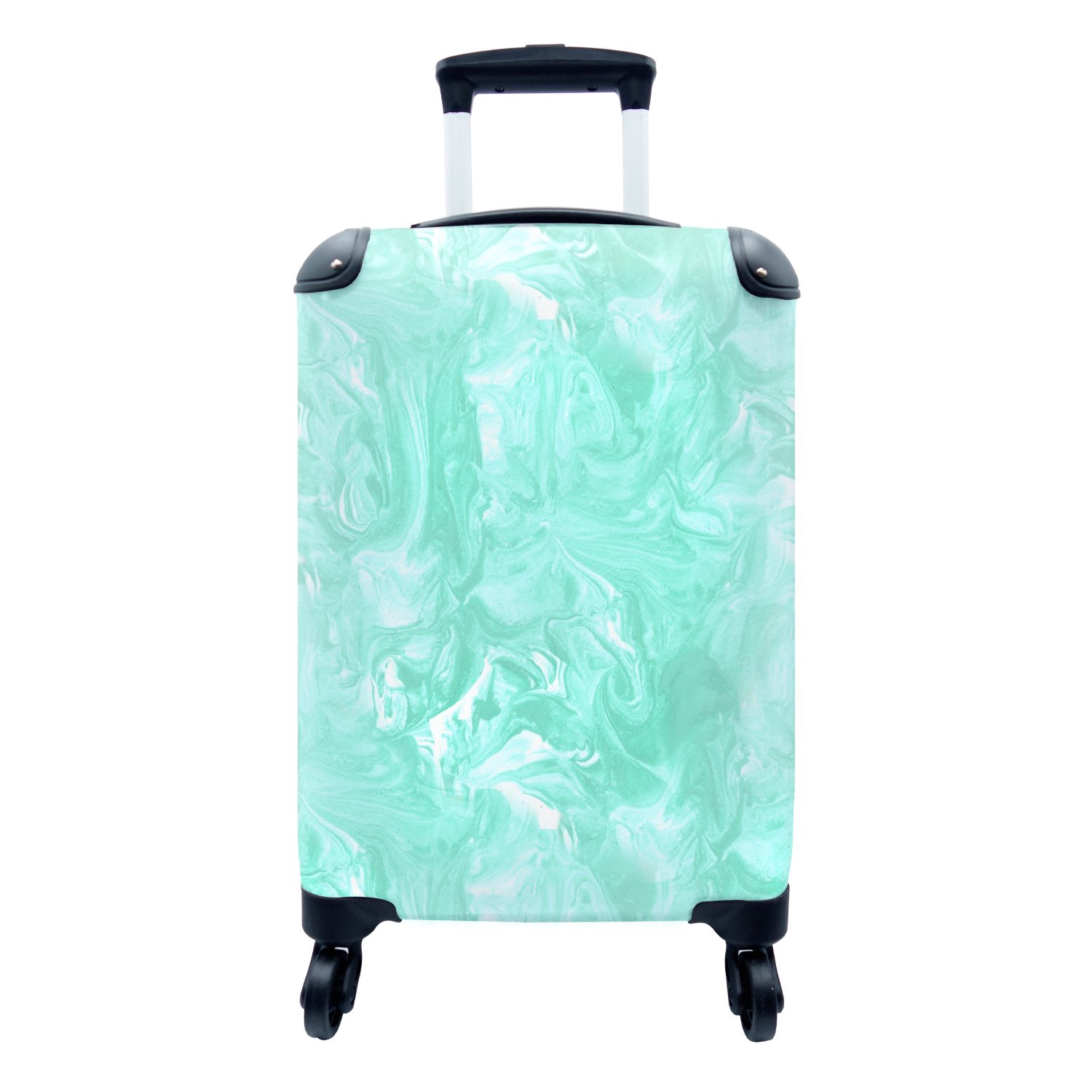 MuchoWow Handgepäckkoffer Blau Design, Marmor Handgepäck 4 Reisekoffer Rollen, rollen, Trolley, - Farbe Ferien, - - Reisetasche für mit