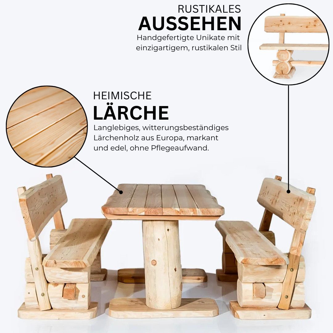 Mega-Holz Garten-Essgruppe Massive rustikale Gartengarnitur heimische günstig online kaufen