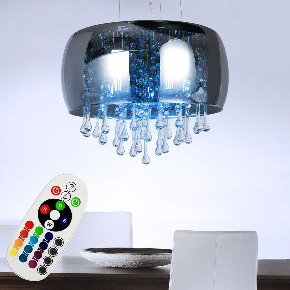 etc-shop LED Pendelleuchte, Leuchtmittel inklusive, Warmweiß, Farbwechsel, Hängeleuchte Kristalle dimmbar Kristallleuchte Decke