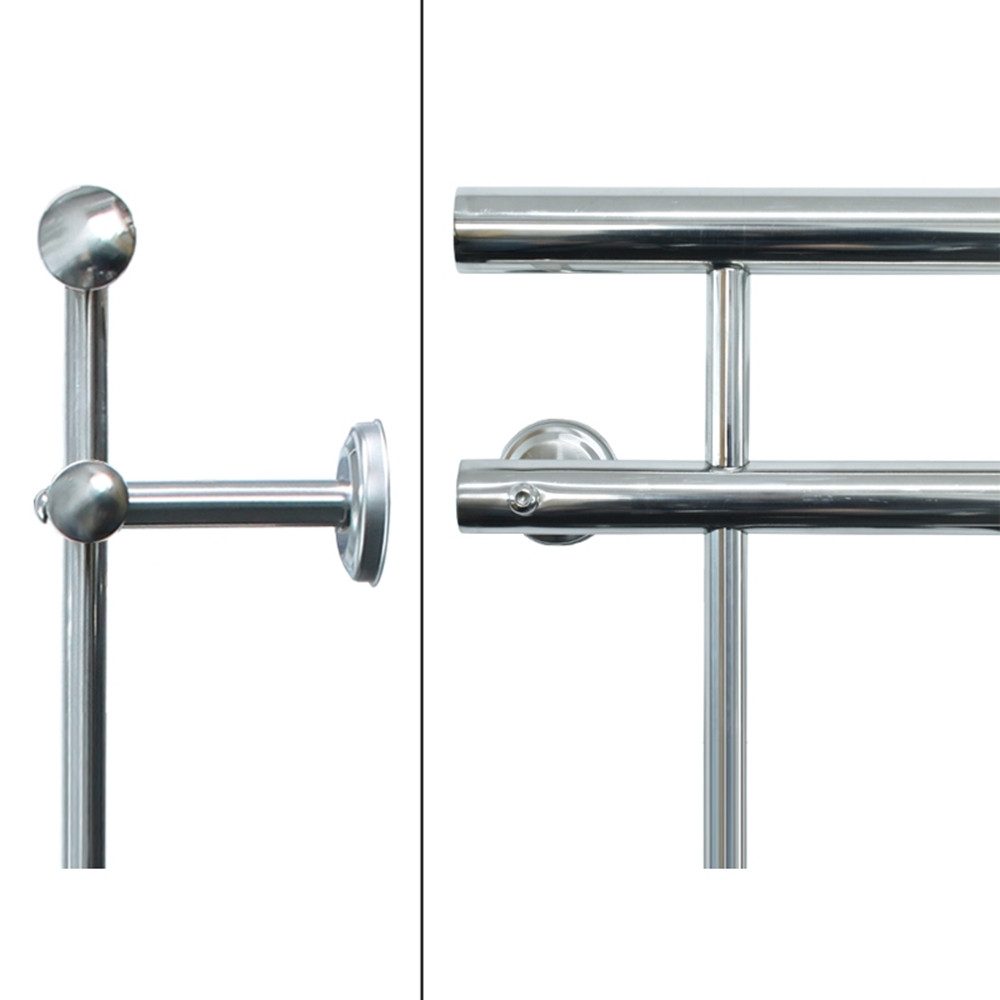 ECD Germany Brüstungsgeländer Französischer Balkon aus Edelstahl Balkongeländer Balkongitter, 100 cm Länge, 90 cm Höhe, Fenstergitter mit 7 Füllstäben Stabgeländer Geländer glänzend