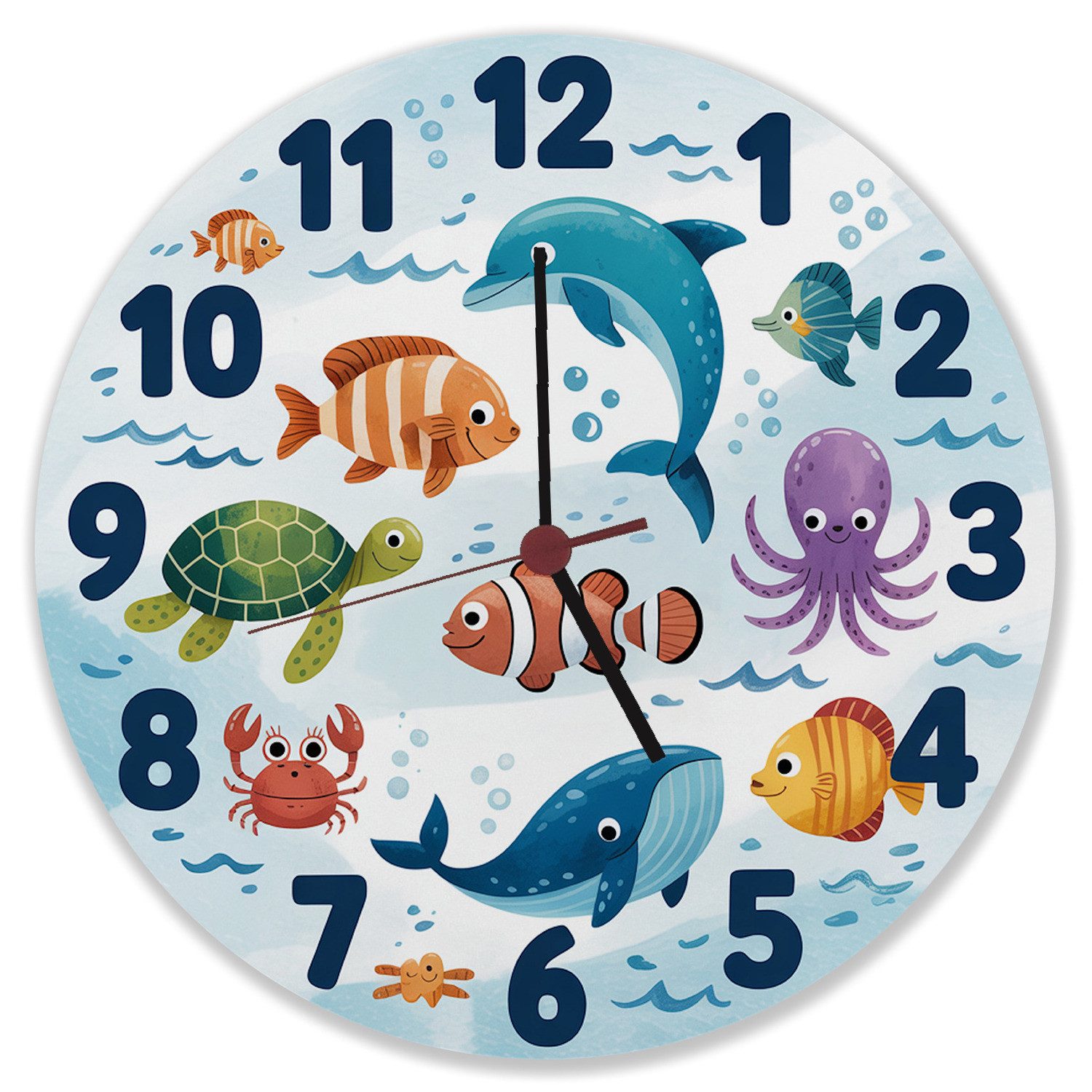 speecheese Wanduhr Meerestiere Aquarellstil Kinder Wanduhr aus MDF günstig online kaufen