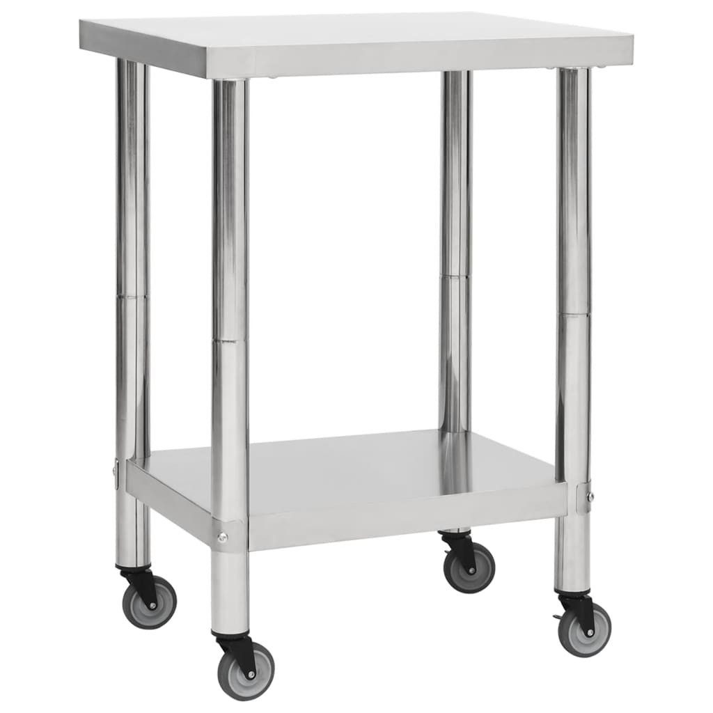 vidaXL Küchenwagen 60 x 30 x 85 cm Küchen-Arbeitstisch mit Rollen 60x30x85 cm Edelstahl K