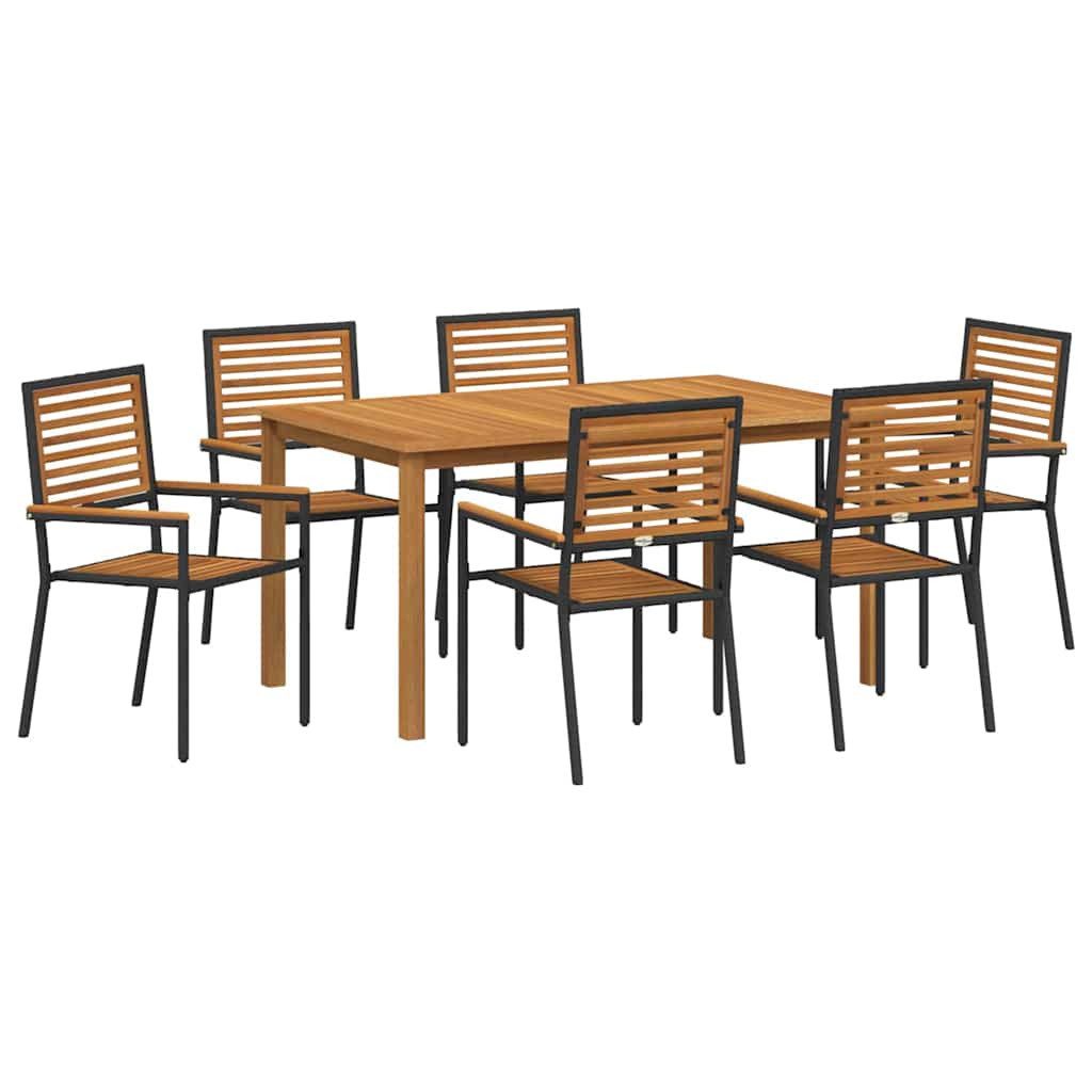 Gartenlounge-Set Garten Essgruppe 7 pcs Schwarz Massivholz