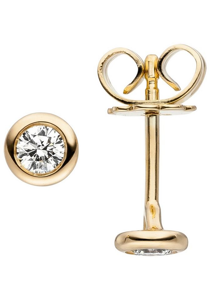 JOBO Paar Ohrstecker, 585 Gold mit 2 Diamanten, Juwelierqualität der Marke  JOBO