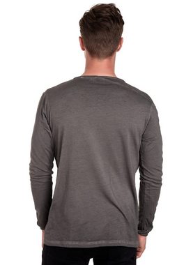 Rusty Neal Langarmshirt mit seitlicher Knopfleiste